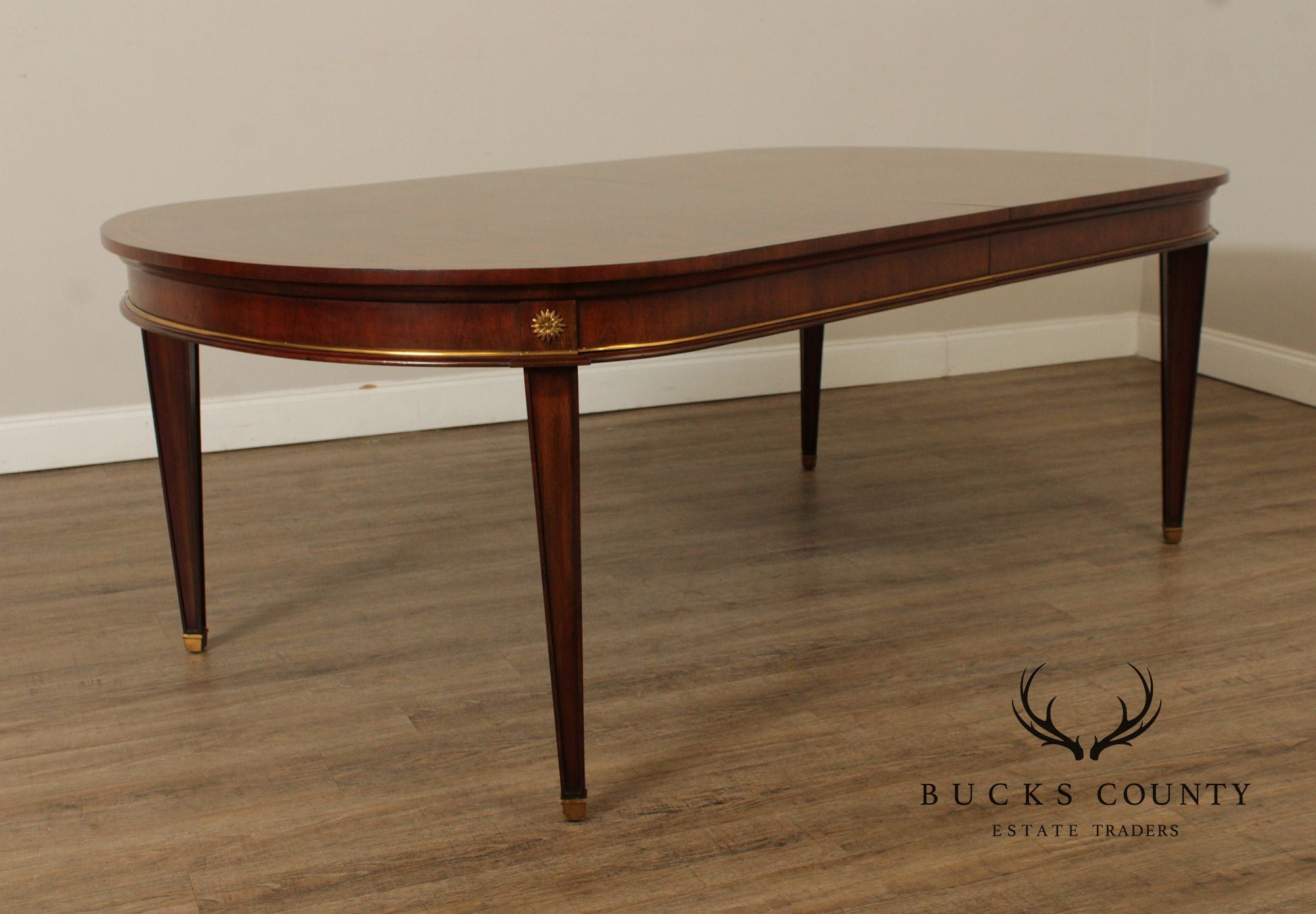 Maitland Smith Empire Style Oval Top Mahogany Expandable Dining Table
