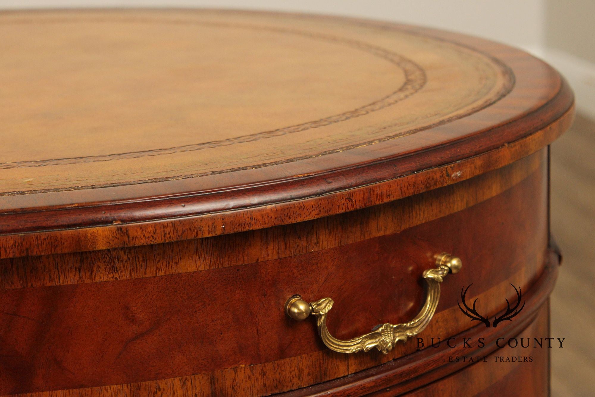 Maitland Smith Regency Style Mahogany Leather Top Kidney Desk