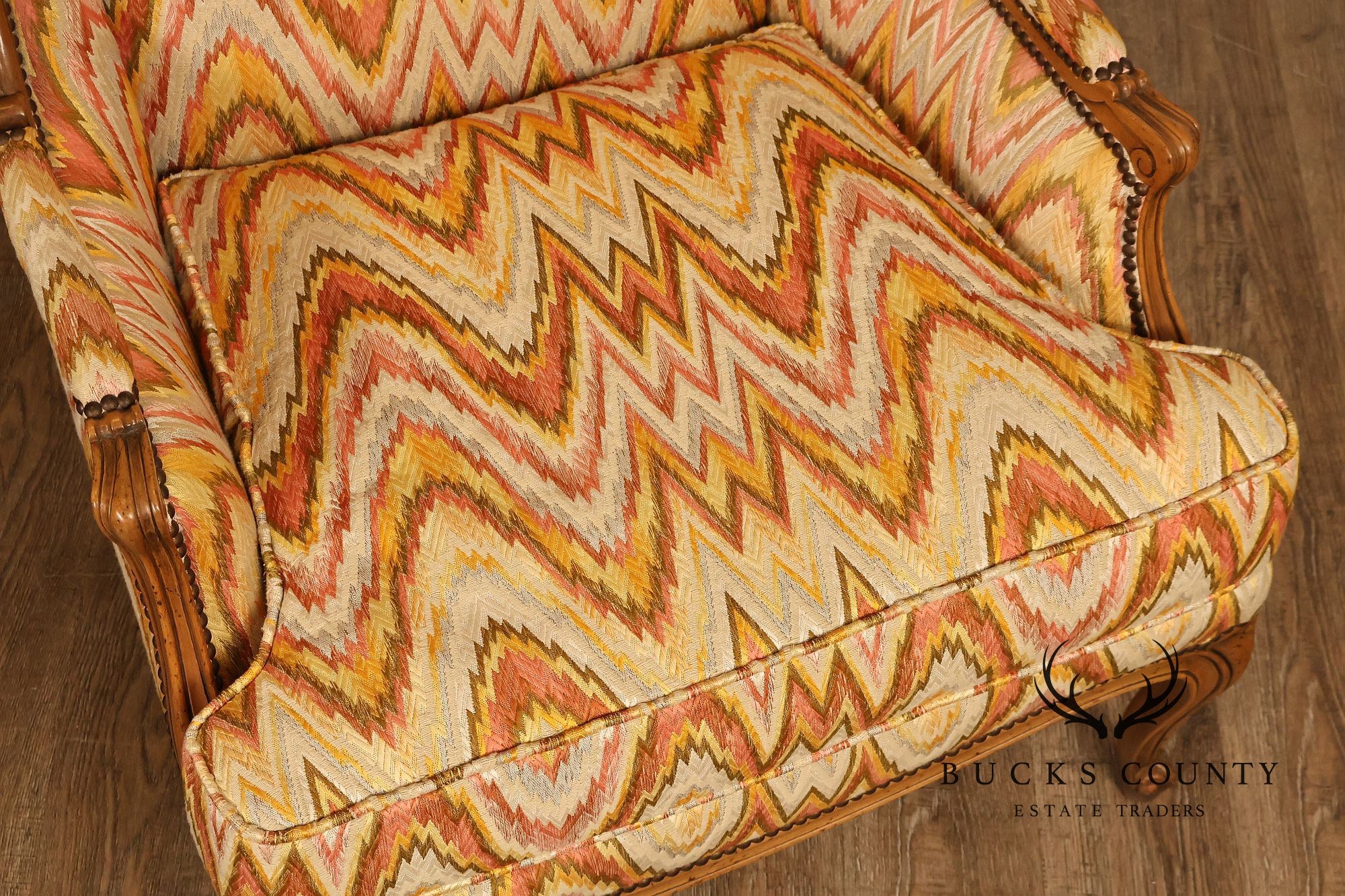 Baker Furniture Louis XV Style Wing Back Bergère Chair And Ottoman