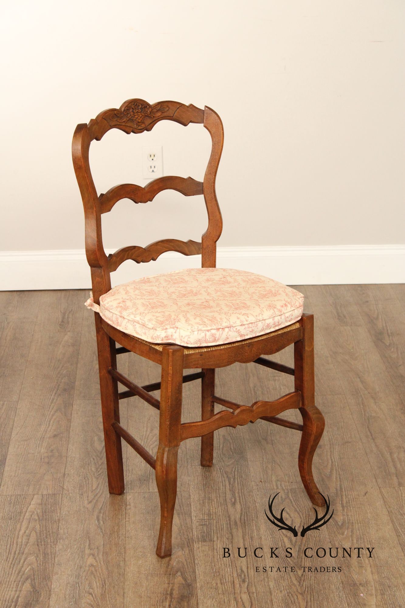 French Provincial Set Of 10 Rush Seat Dining Chairs