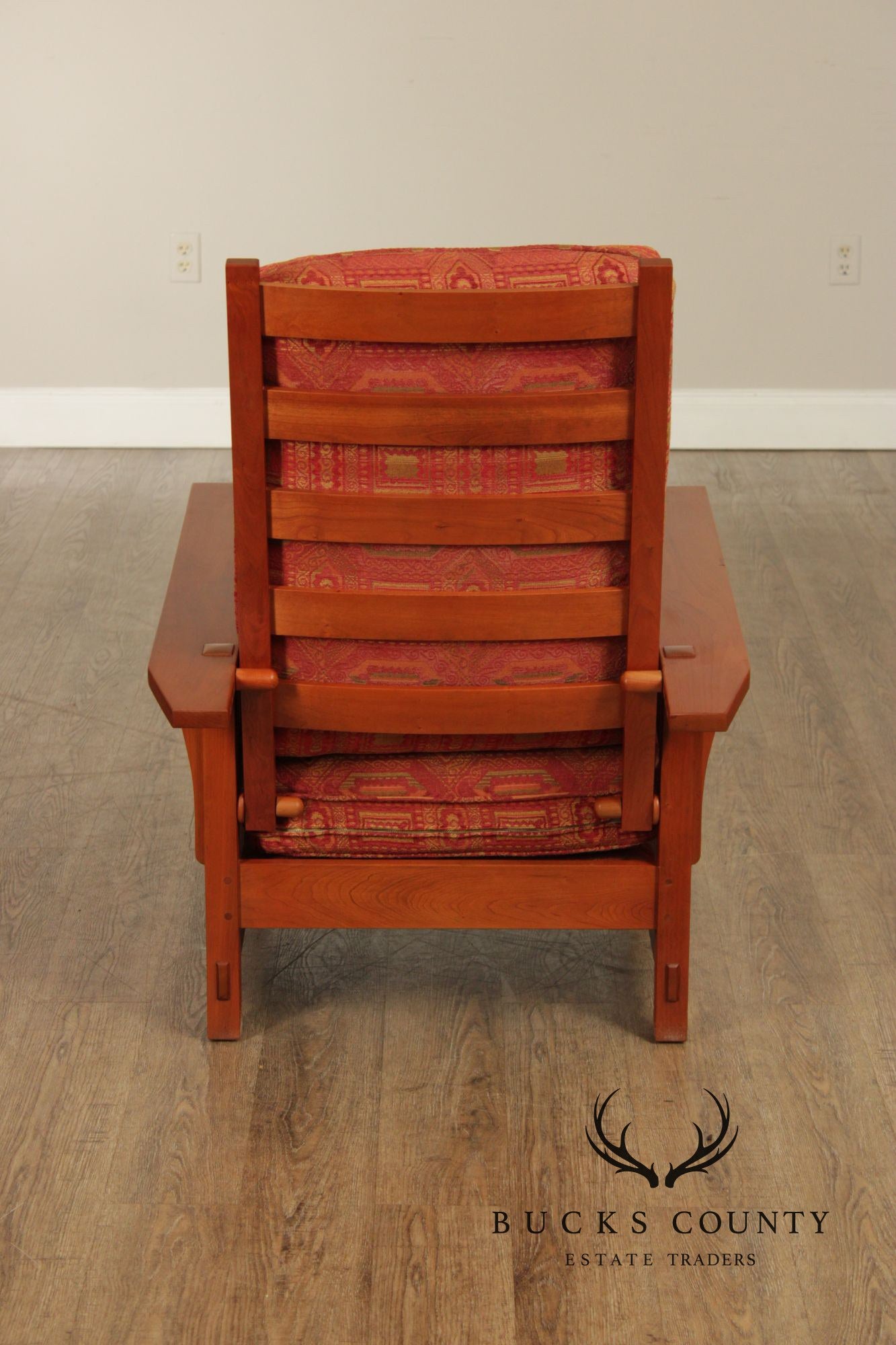 Stickley Mission Collection Cherry Compact Spindle Morris Chair And Ottoman