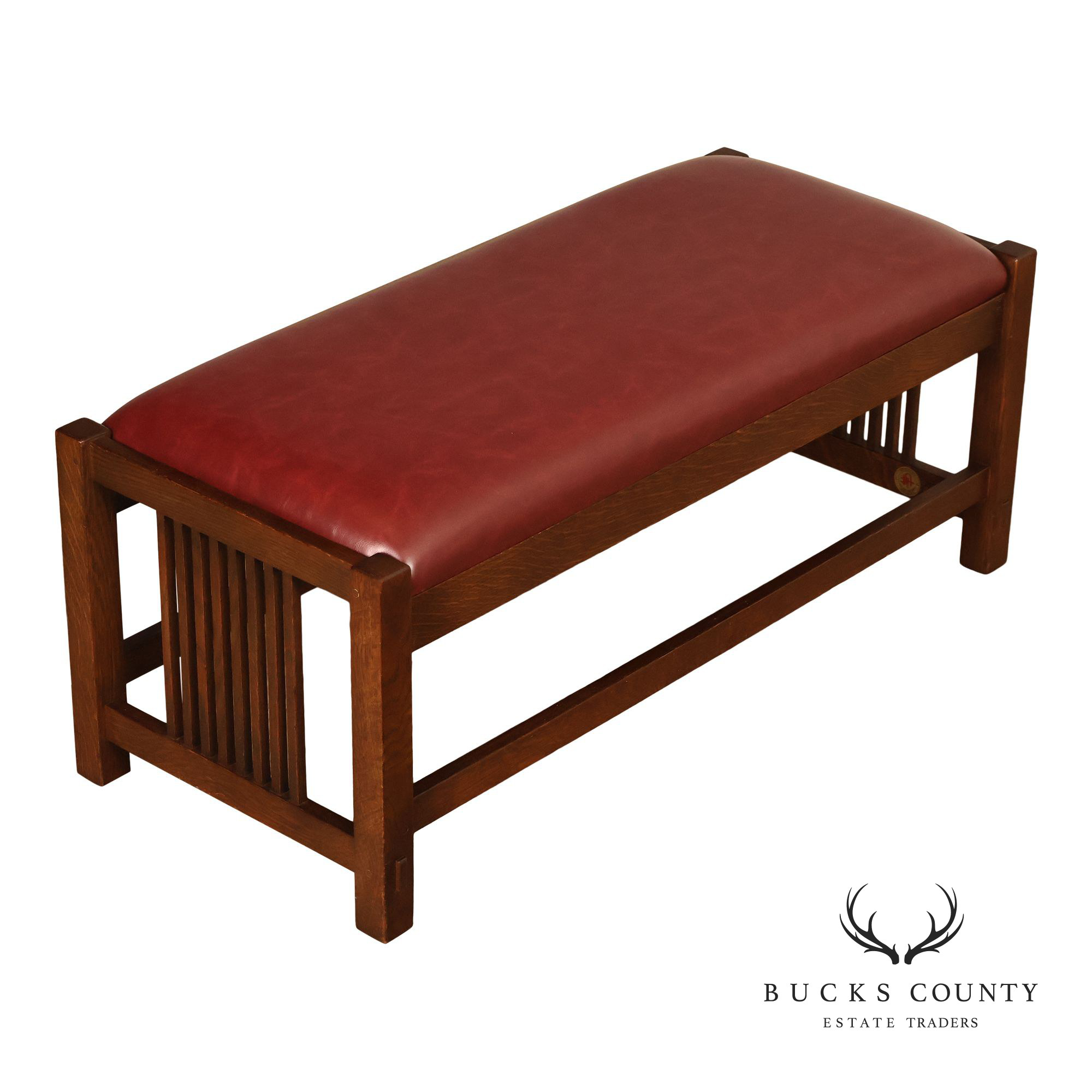 Stickley Mission Collection Oak Upholstered Bench