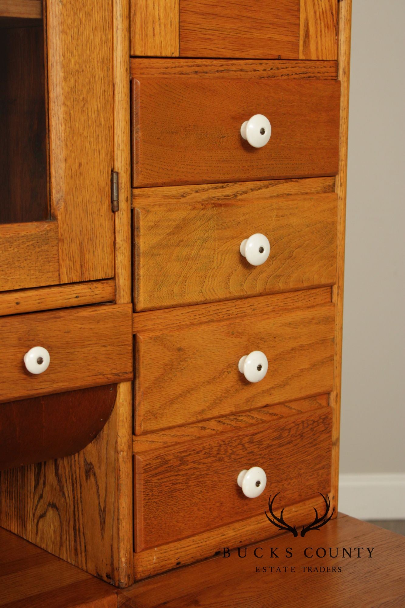 Antique American Hutch With Copper Dry Sink And Pull-Out Cutting Board