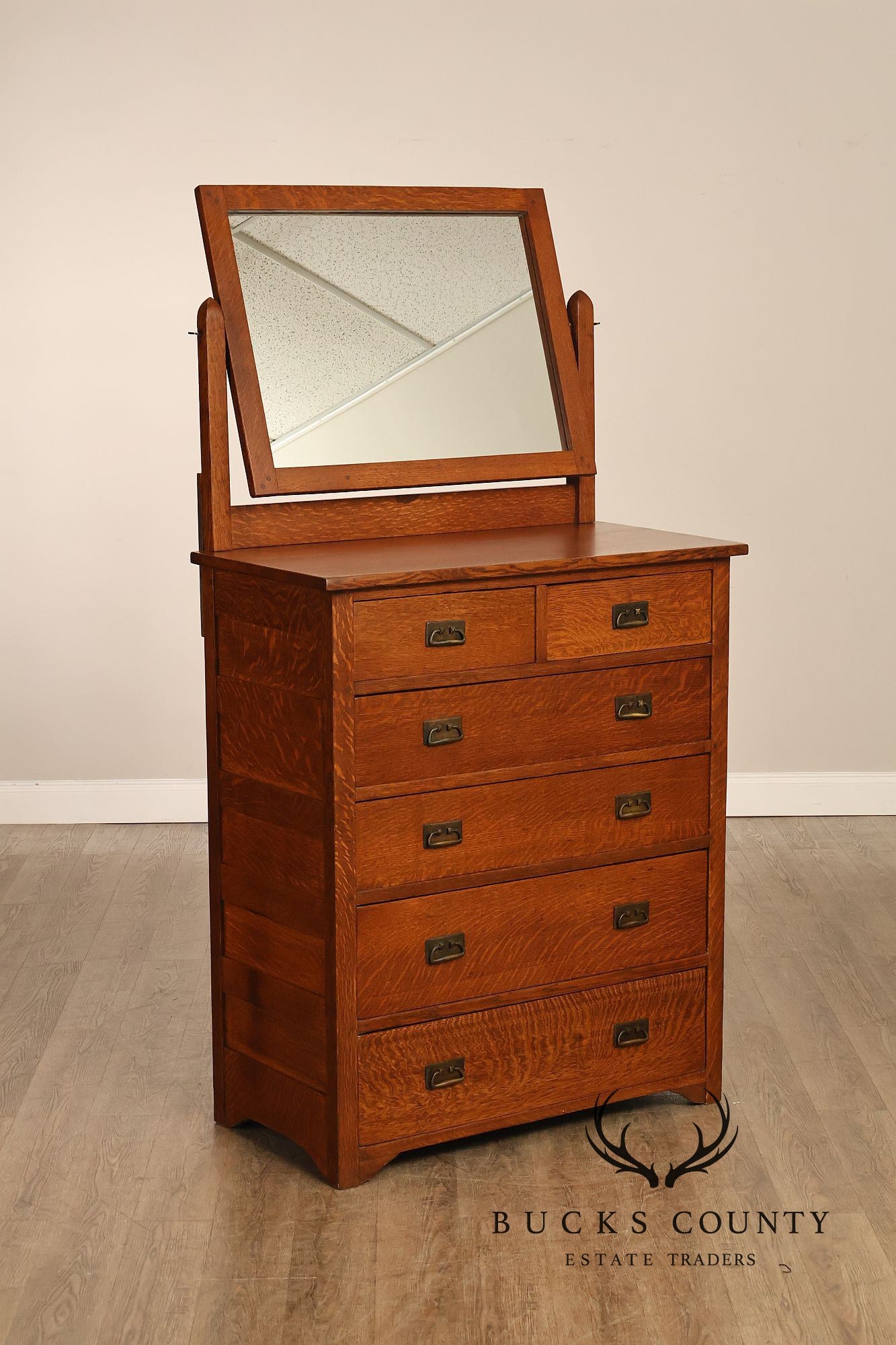 L. & J.G. Stickley Onondaga Period Oak Dresser With Mirror