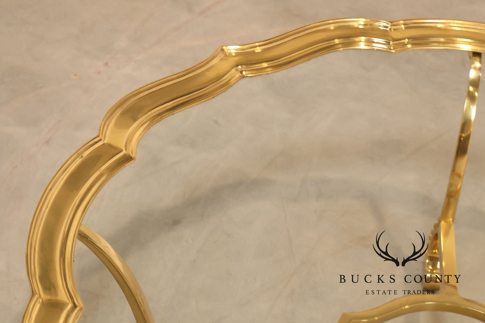 LaBarge Scalloped Brass And Glass Coffee Table
