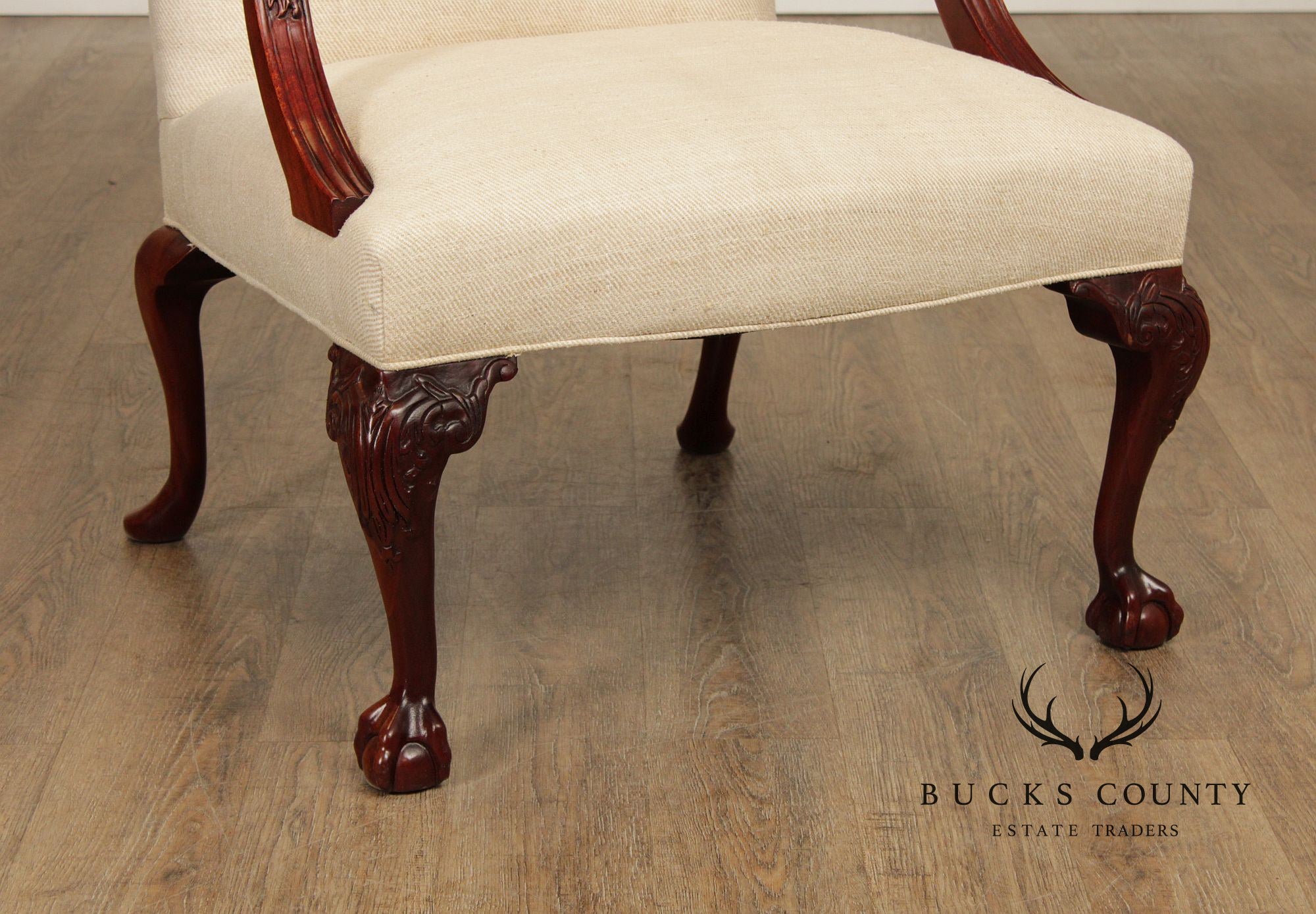 Georgian Style Mahogany Gainsborough Library Armchair