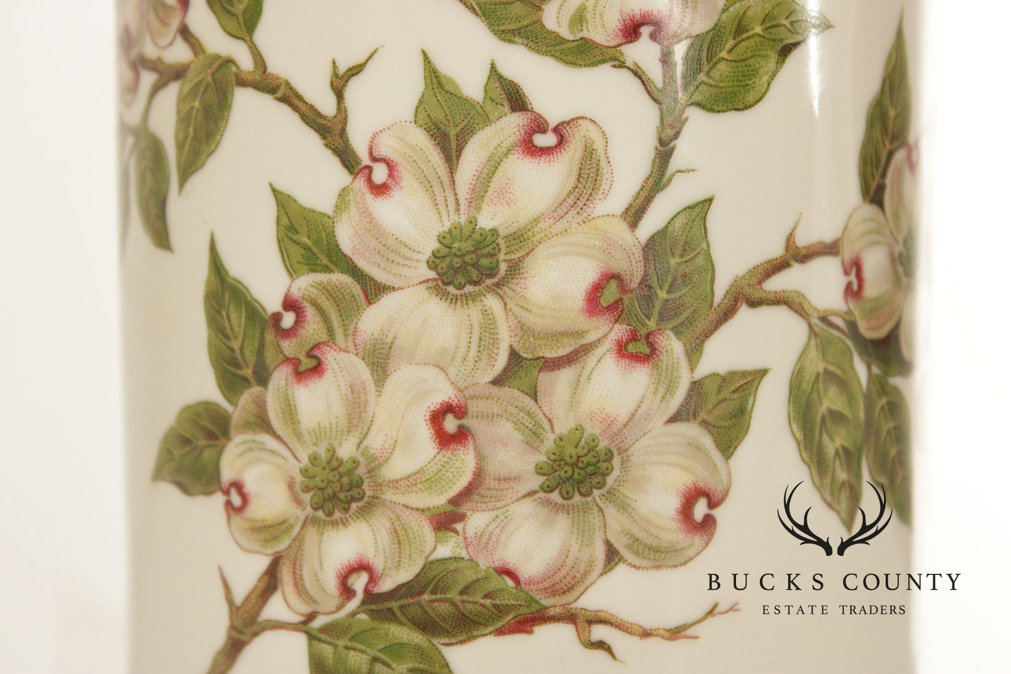 Vintage Pair of Botanical Painted Porcelain Table Lamps