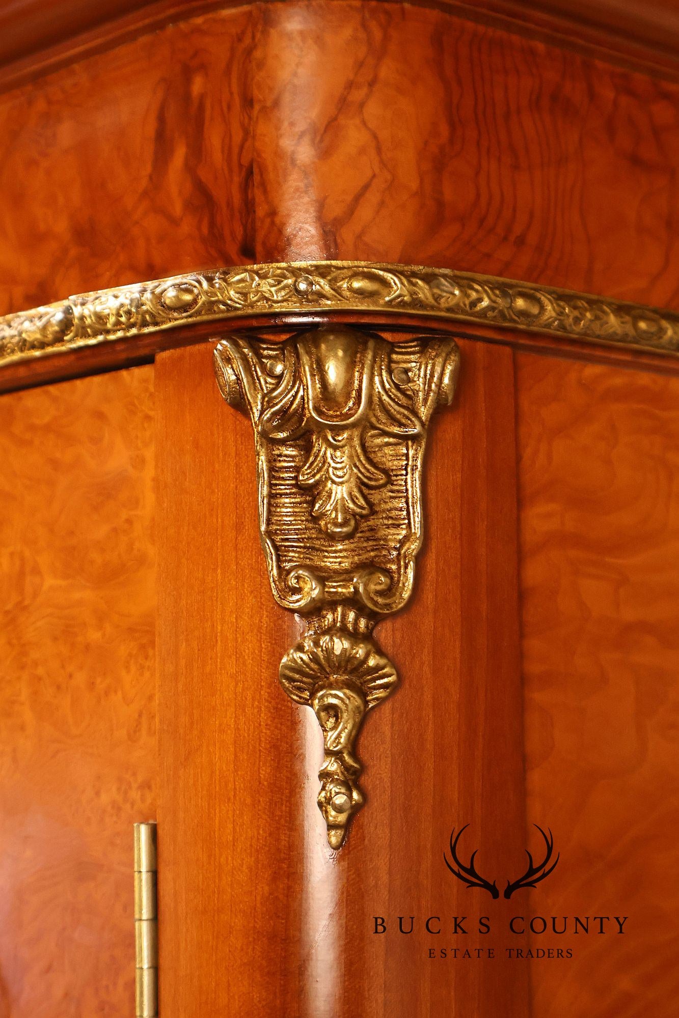 French Louis XV Style Burl Walnut Linen Closet Armoire