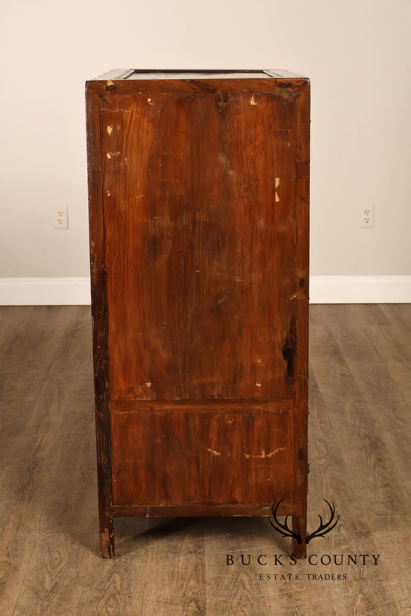 Antique Chinese Elm Wood Apothecary Cabinet With Multiple Drawers