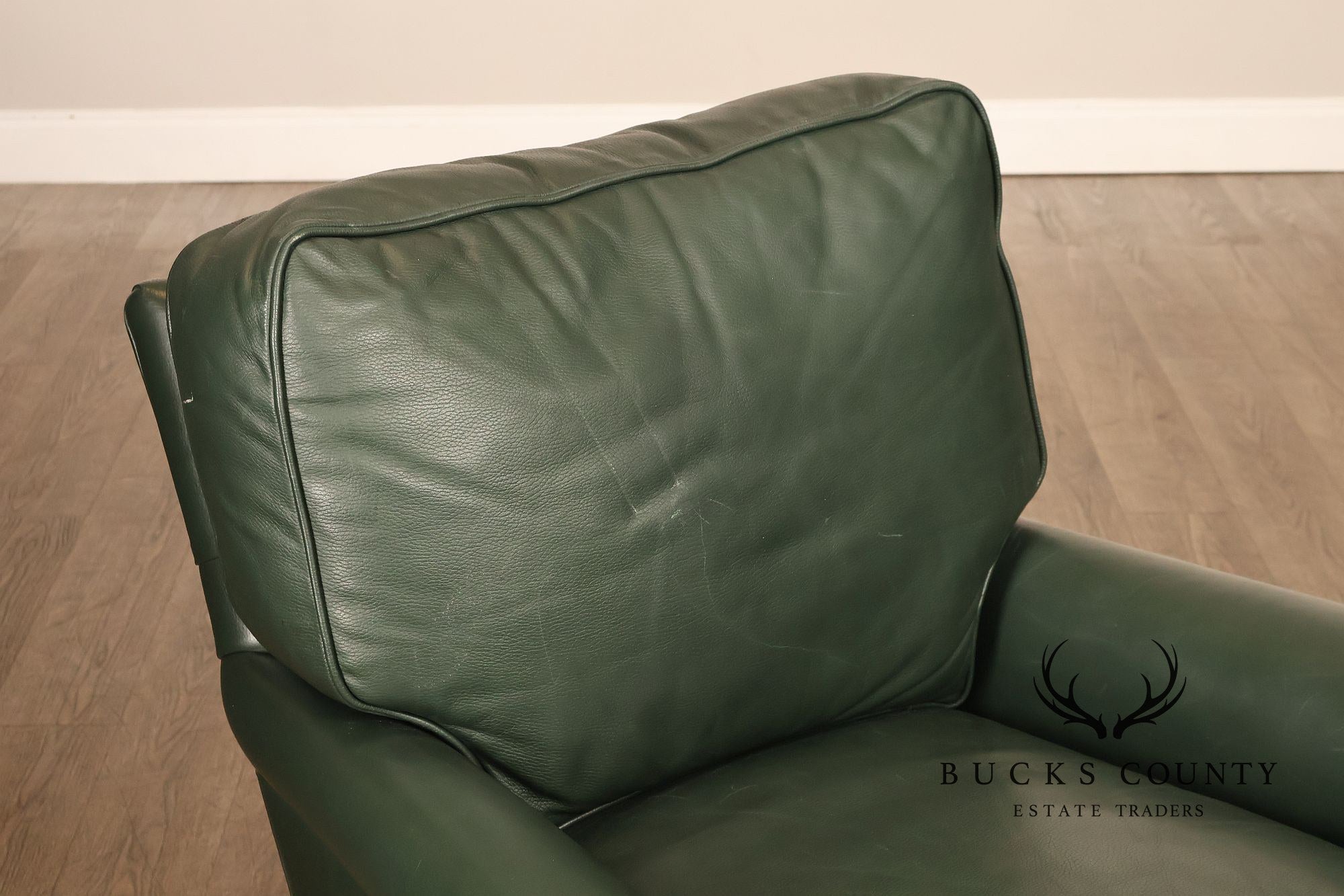 Hancock & Moore Green Leather Recliner Club Chair