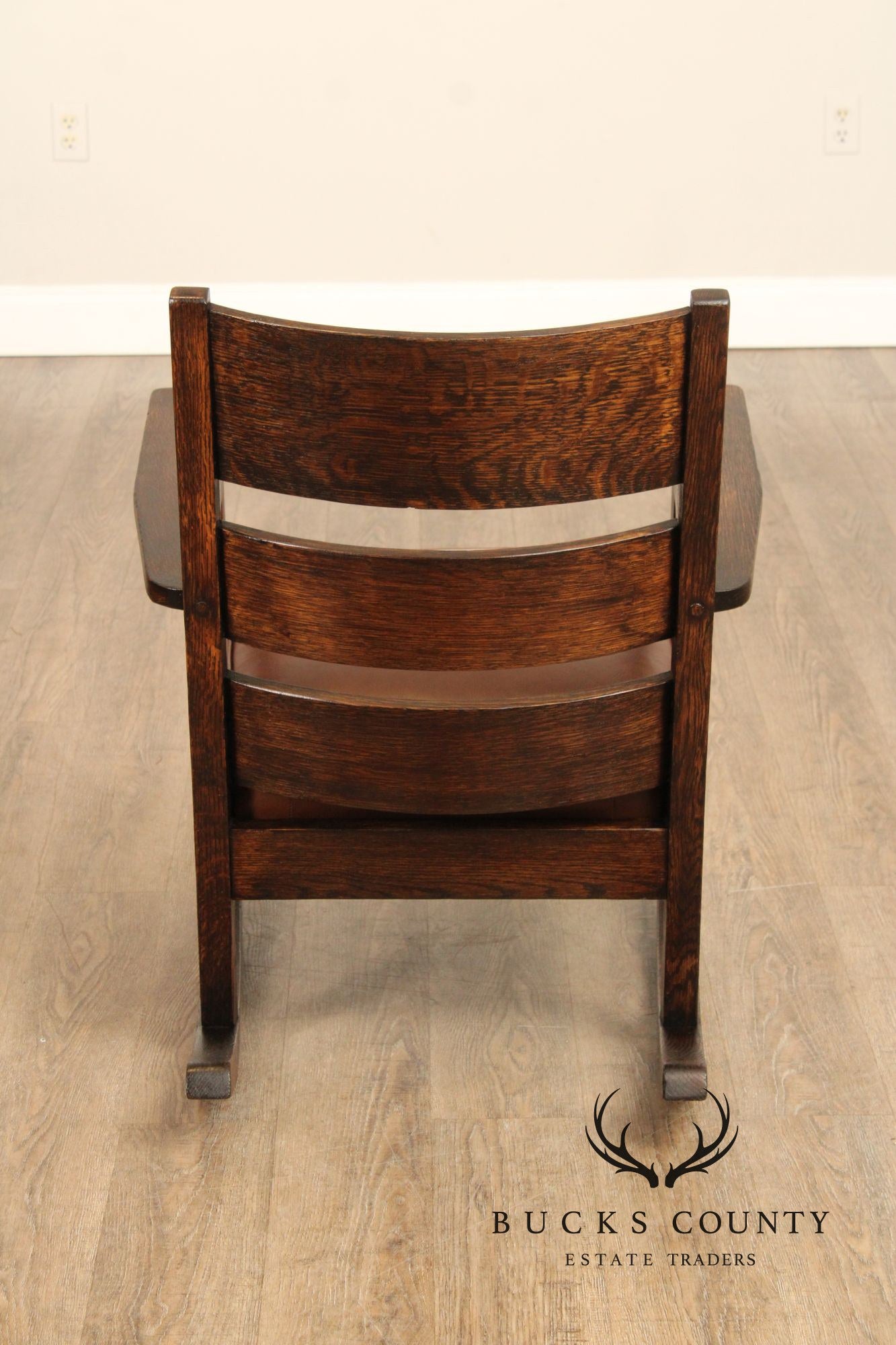 Antique Mission Oak and Leather Rocking Chair