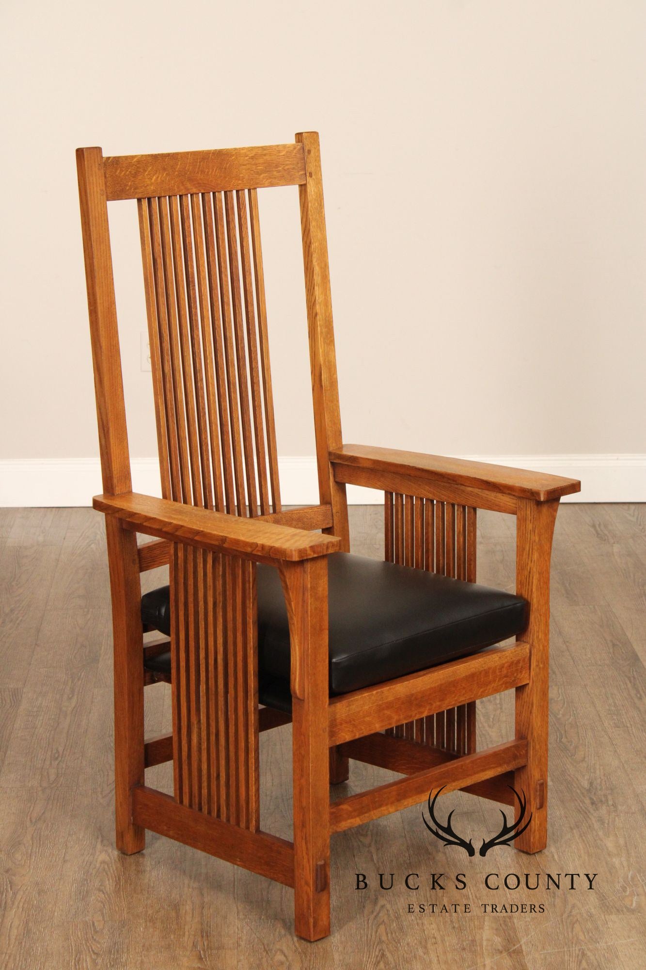 Stickley Mission Collection Set Of Eight Oak Spindle Back Dining Chairs