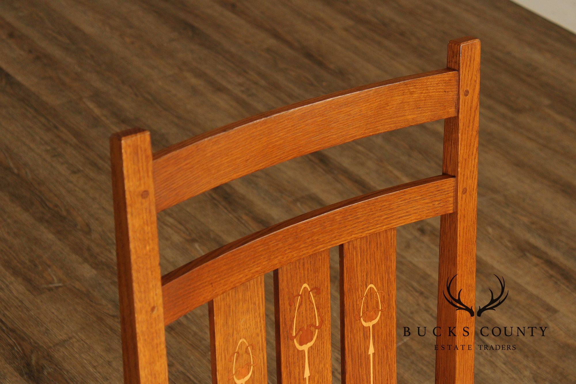 Stickley Mission Collection Harvey Ellis Inlaid Oak Rocker