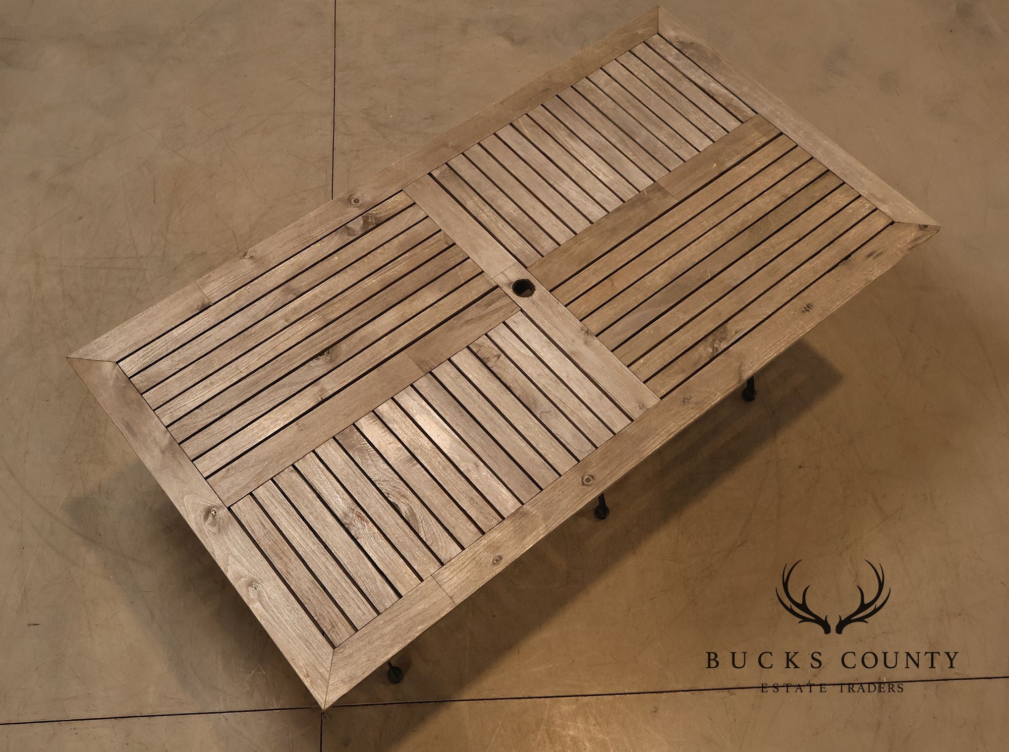 Ballard Designs Giardino 7 Piece Outdoor Dining Set with Teak Table and Iron Chairs