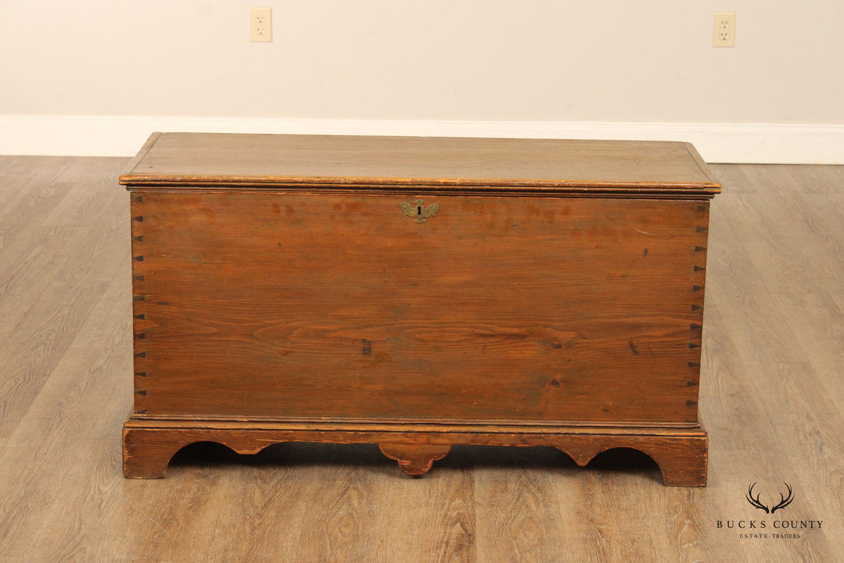 Antique Chippendale Style Dovetailed Blanket Chest With Till