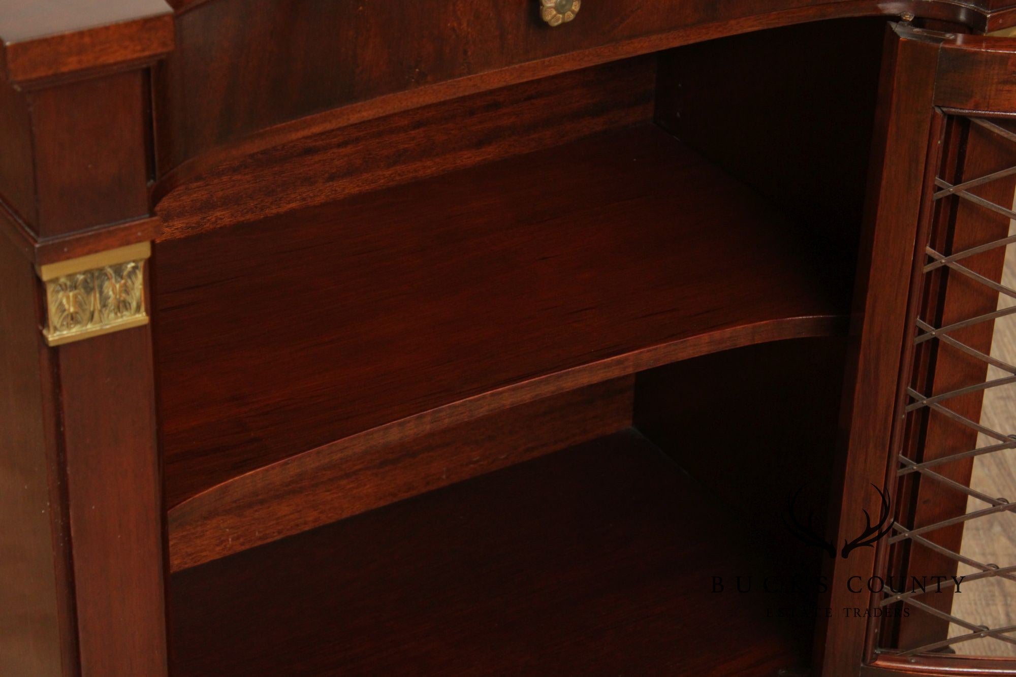 Regency Style Quality Vintage Pair of Mahogany Nightstands With Brass Accents