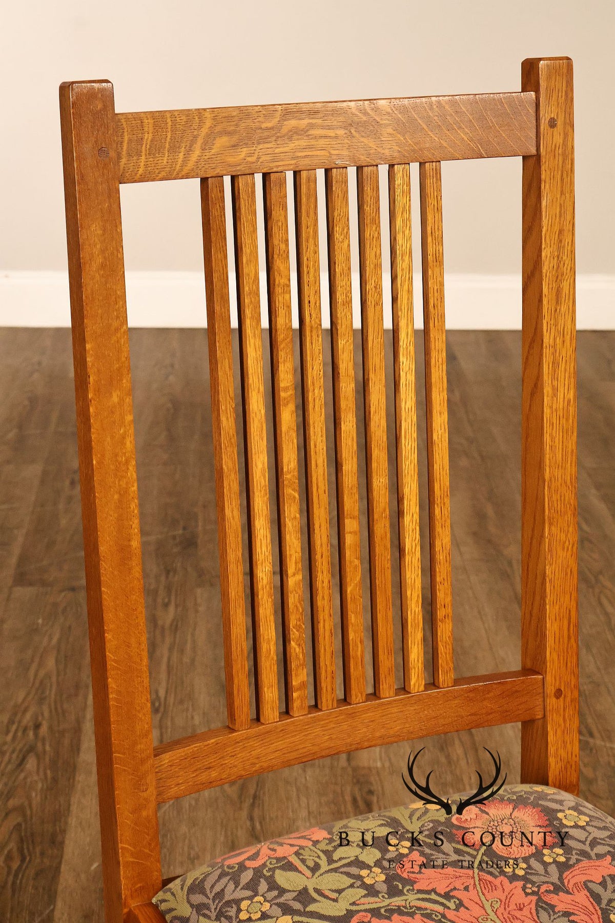 Stickley Mission Collection Set Of Six Oak Spindle Back Dining Chairs