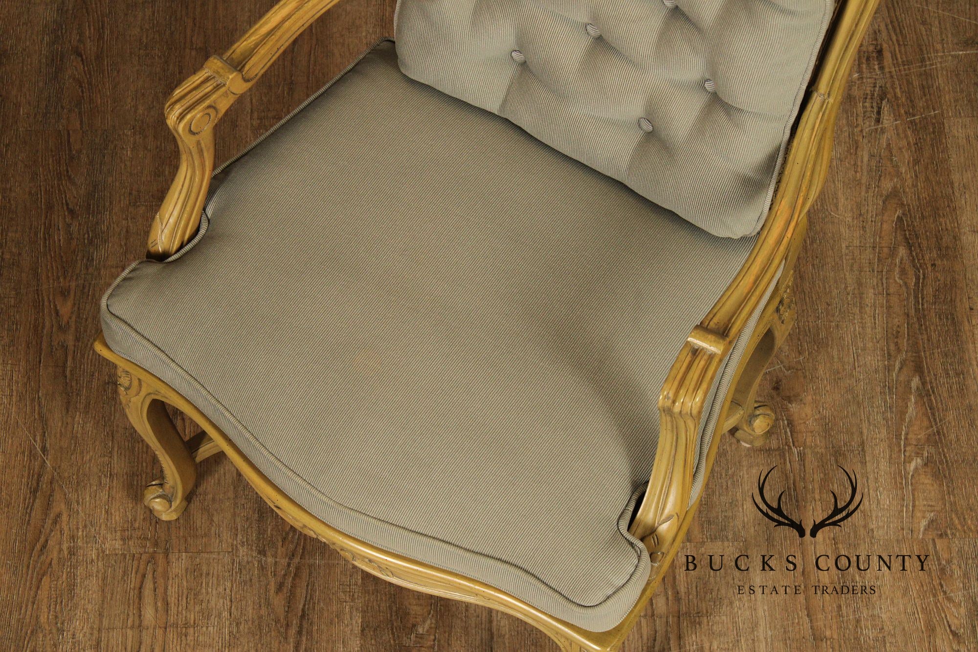French Louis XV Style Caned Fauteuil Armchair