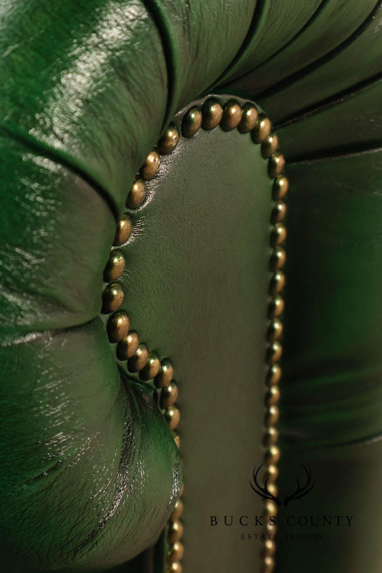 Chesterfield Style Polo Green Tufted Leather Club Chair