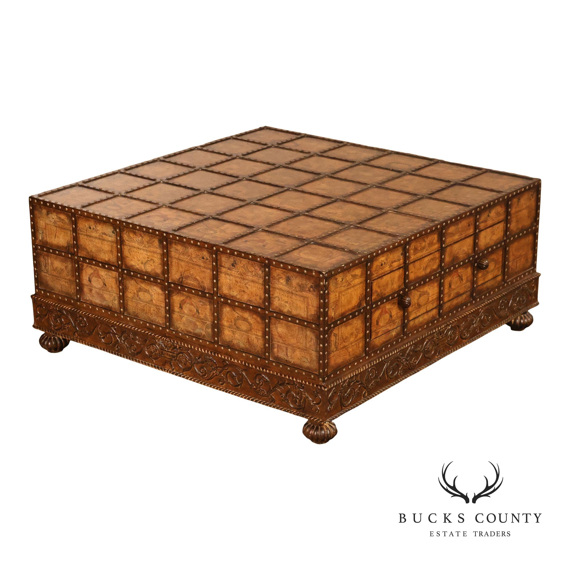 Pulaski 'Espaigne' Large Square Old World Map Storage Coffee Table