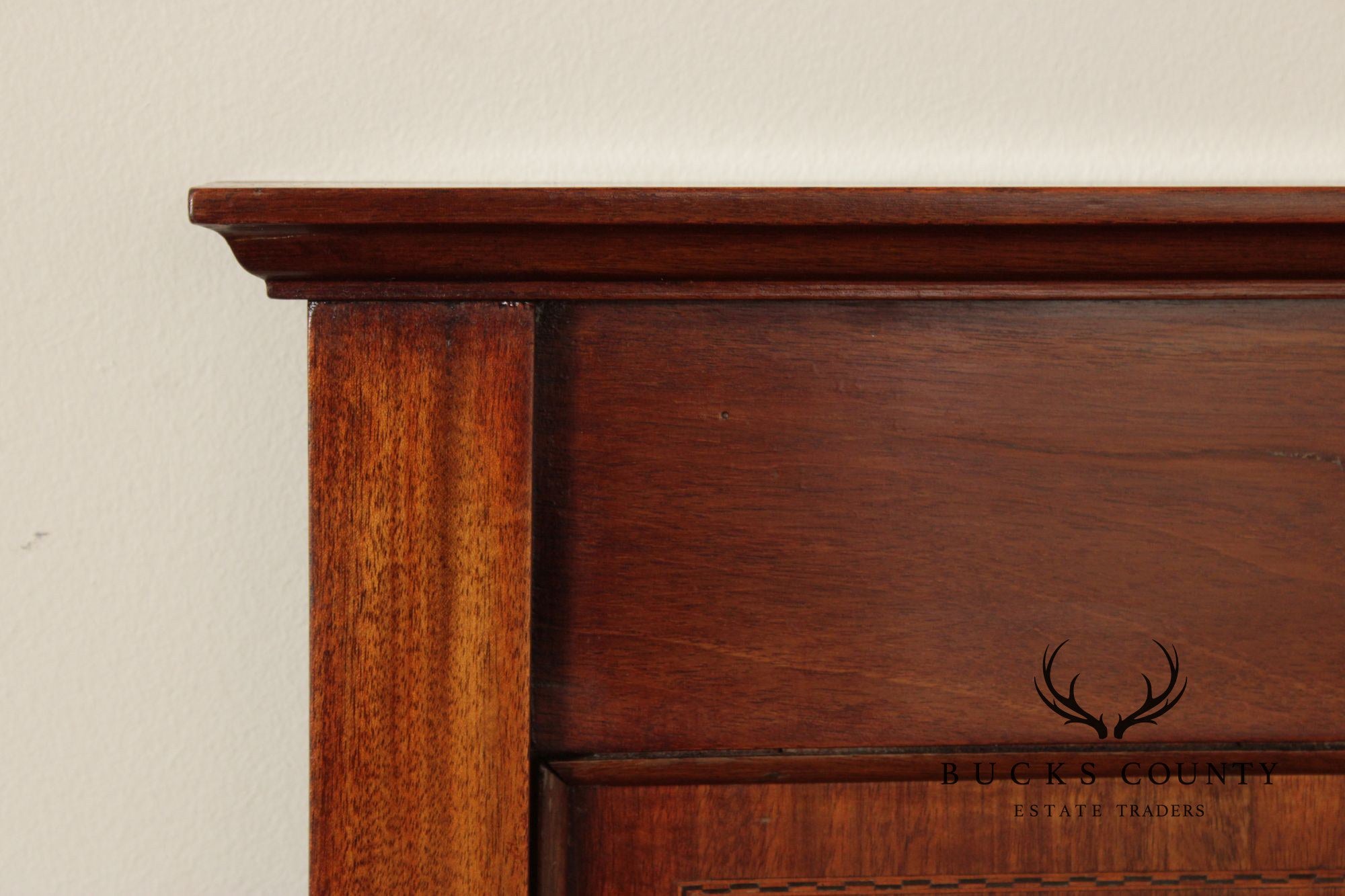 Arts & Crafts Style Carved Mahogany Full-Size Headboard