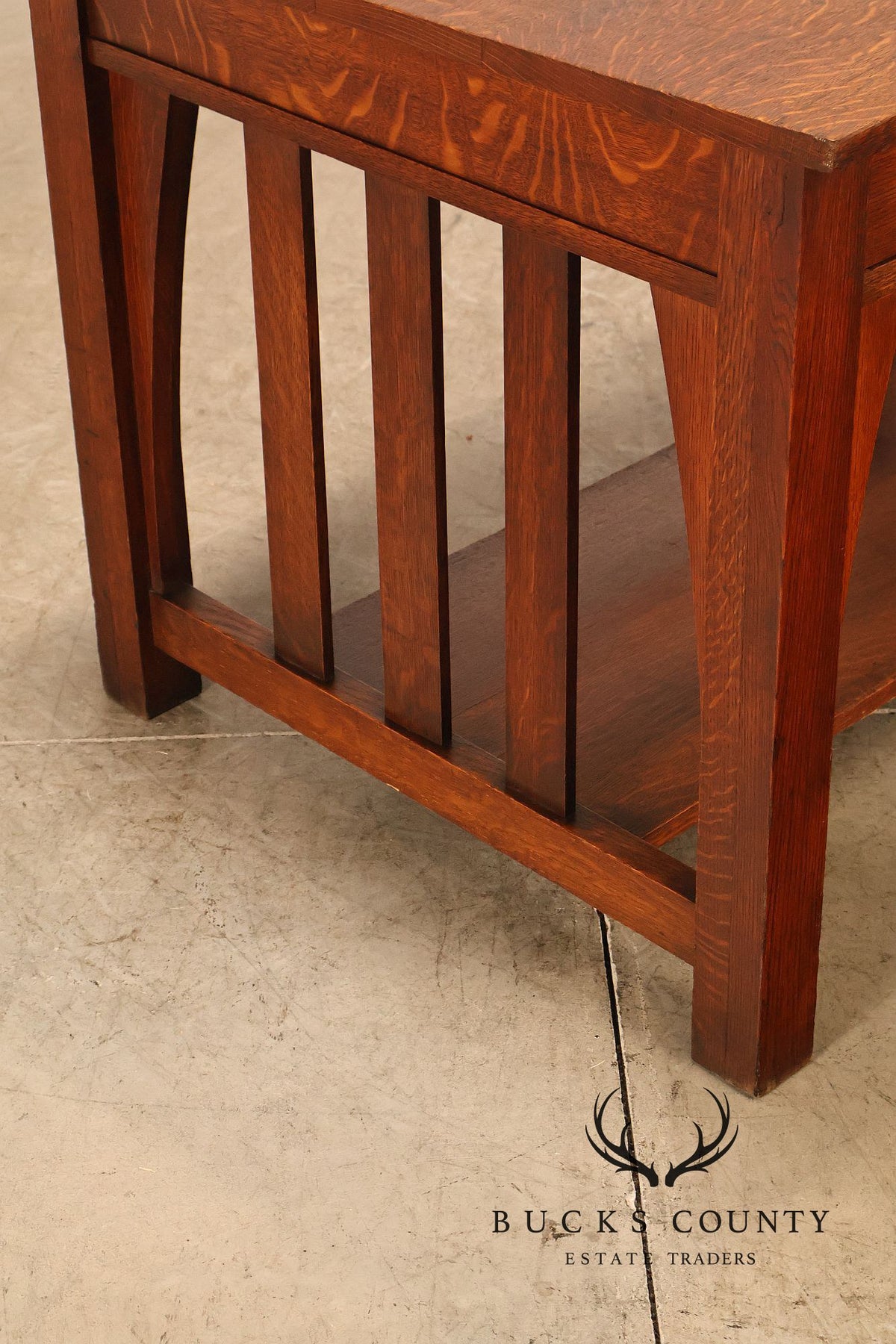 Antique Limbert Arts And Crafts Mission Oak Two-Drawer Library Table