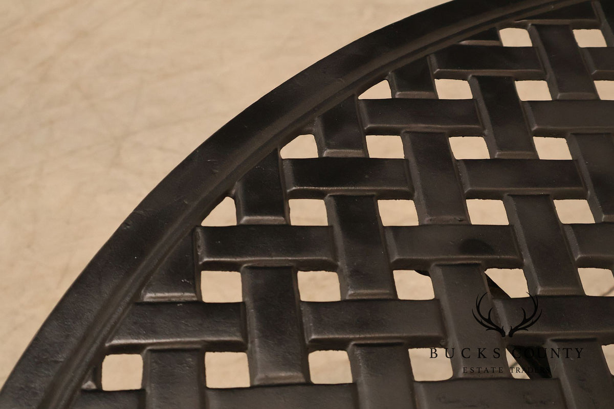 Hanamint 48" Round Cast Aluminum Outdoor Patio Dining Table With Lattice Top