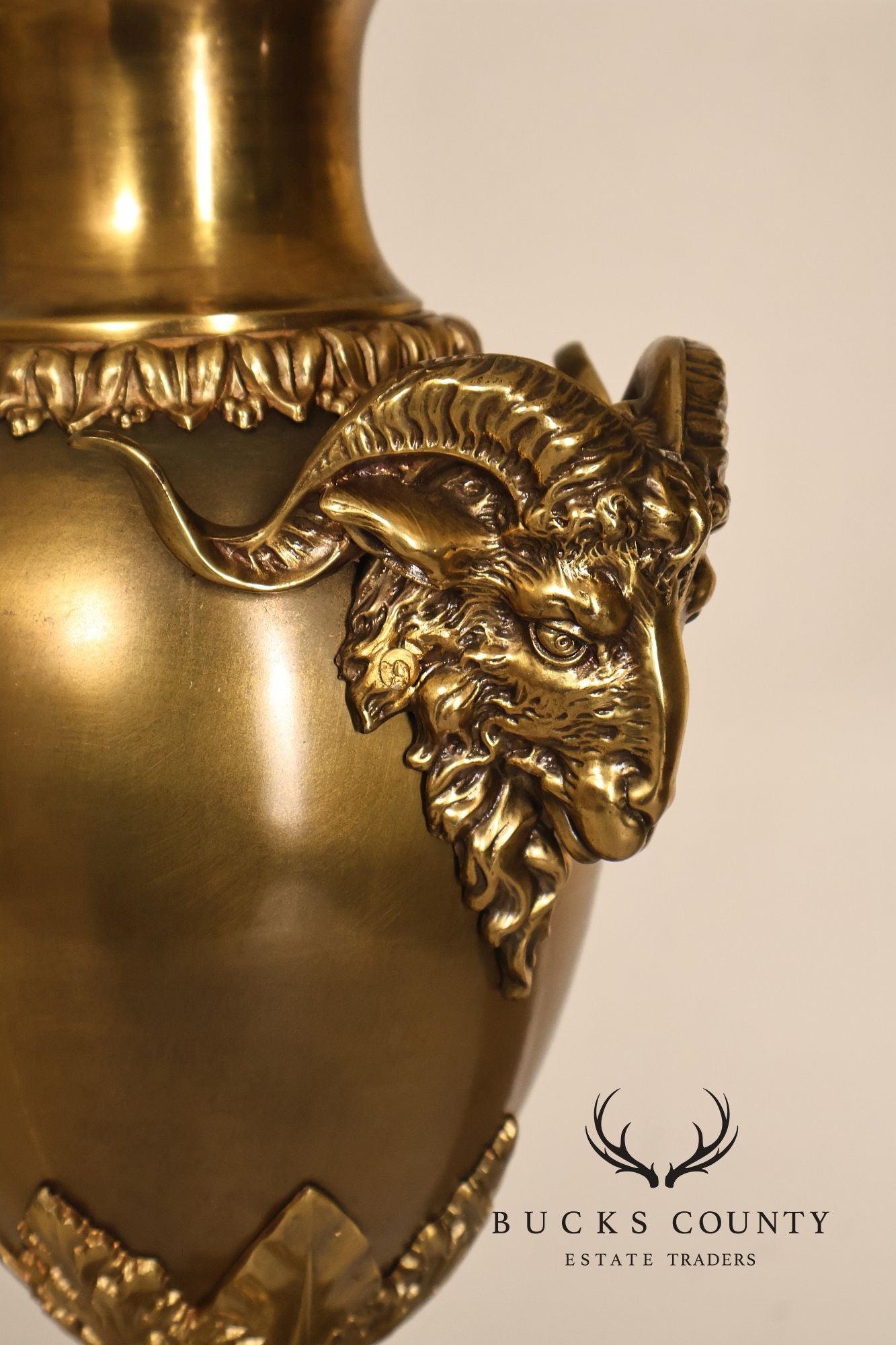 Chapman Vintage Pair of Brass Ram's Head Table Lamps