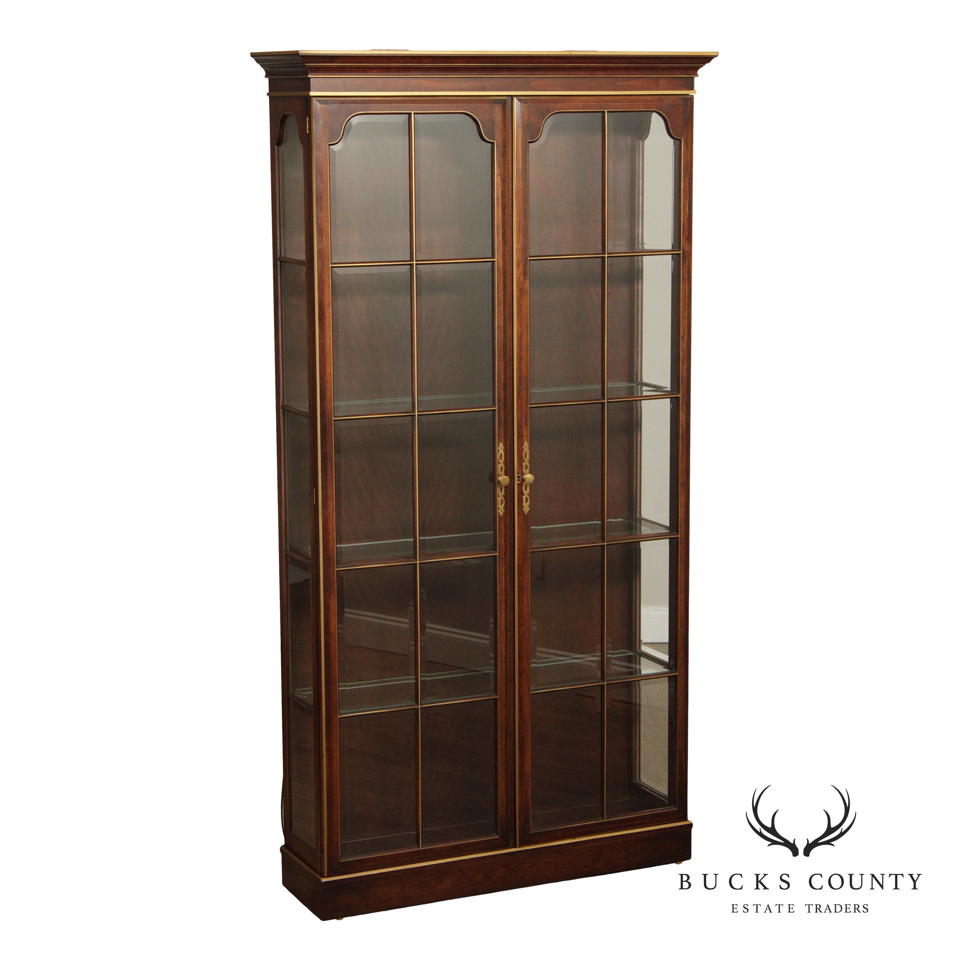 Union National Traditional Cherry Lighted Two Door Display Cabinet