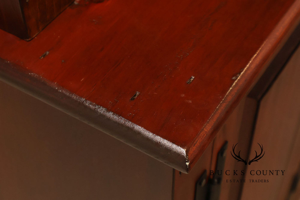 D.R. Dimes Pine Two-Piece Step-Back Cupboard