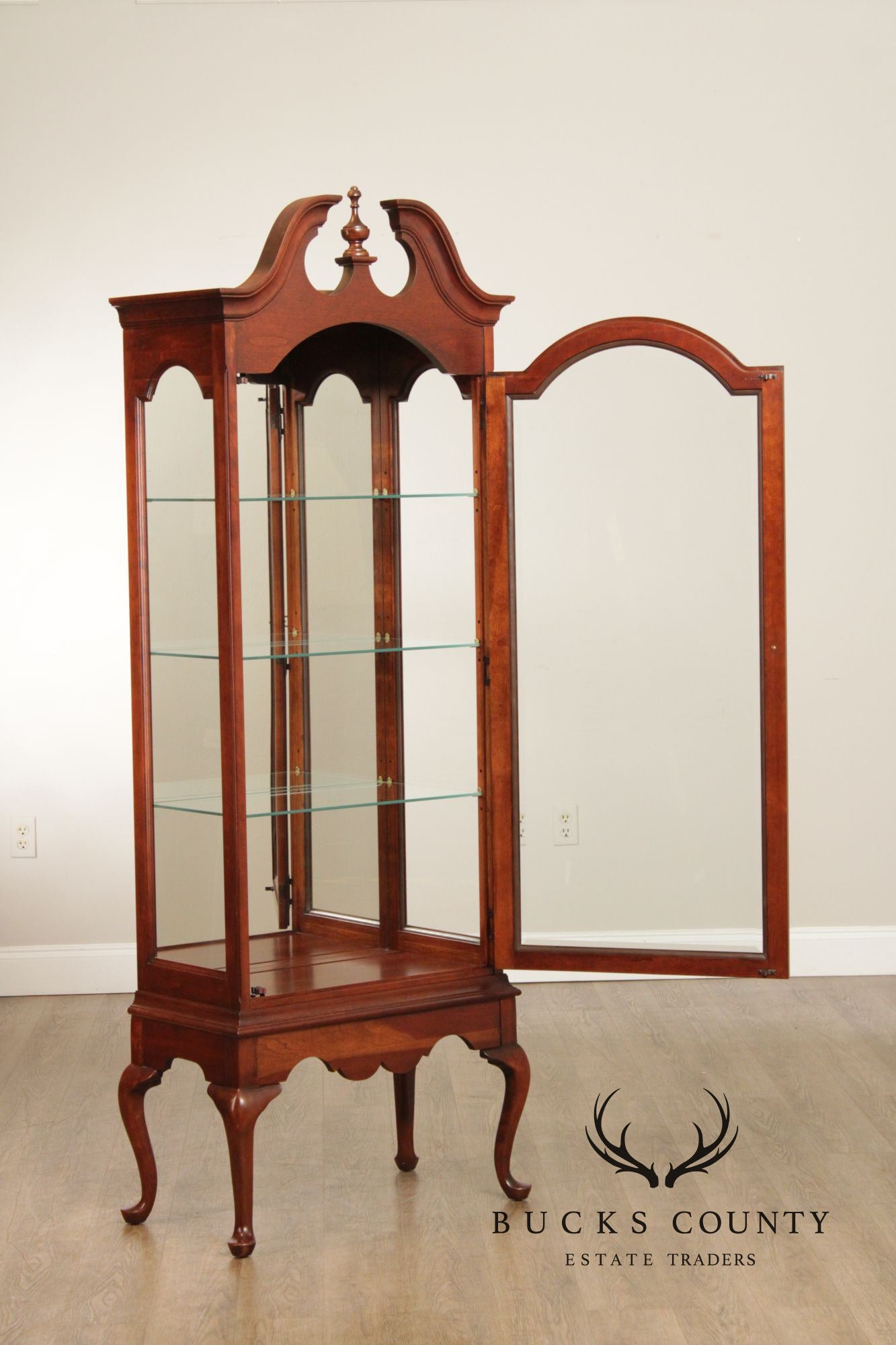 Queen Anne Style Cherry Display Cabinet
