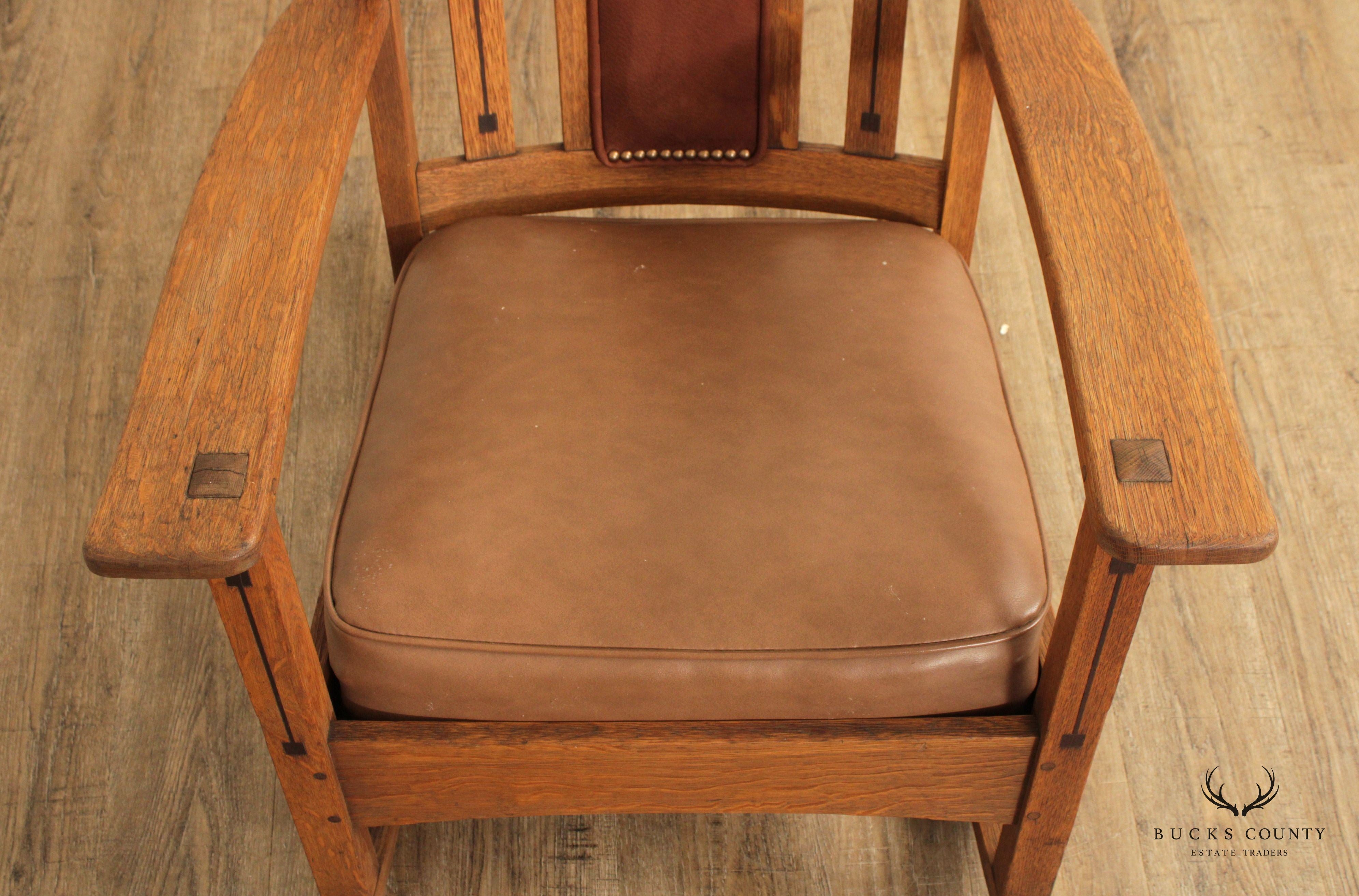 Limbert Mission Inlaid Oak Rocker