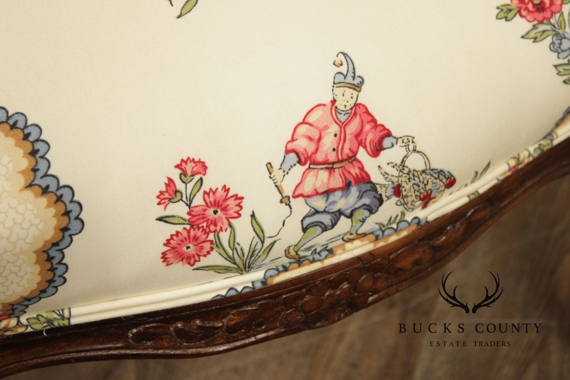 French Louis XV Style Mahogany Fauteuil Armchair