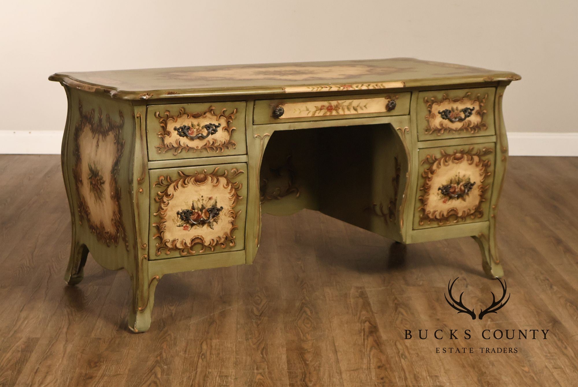 Lane Italian Rococo Style Painted Writing Desk