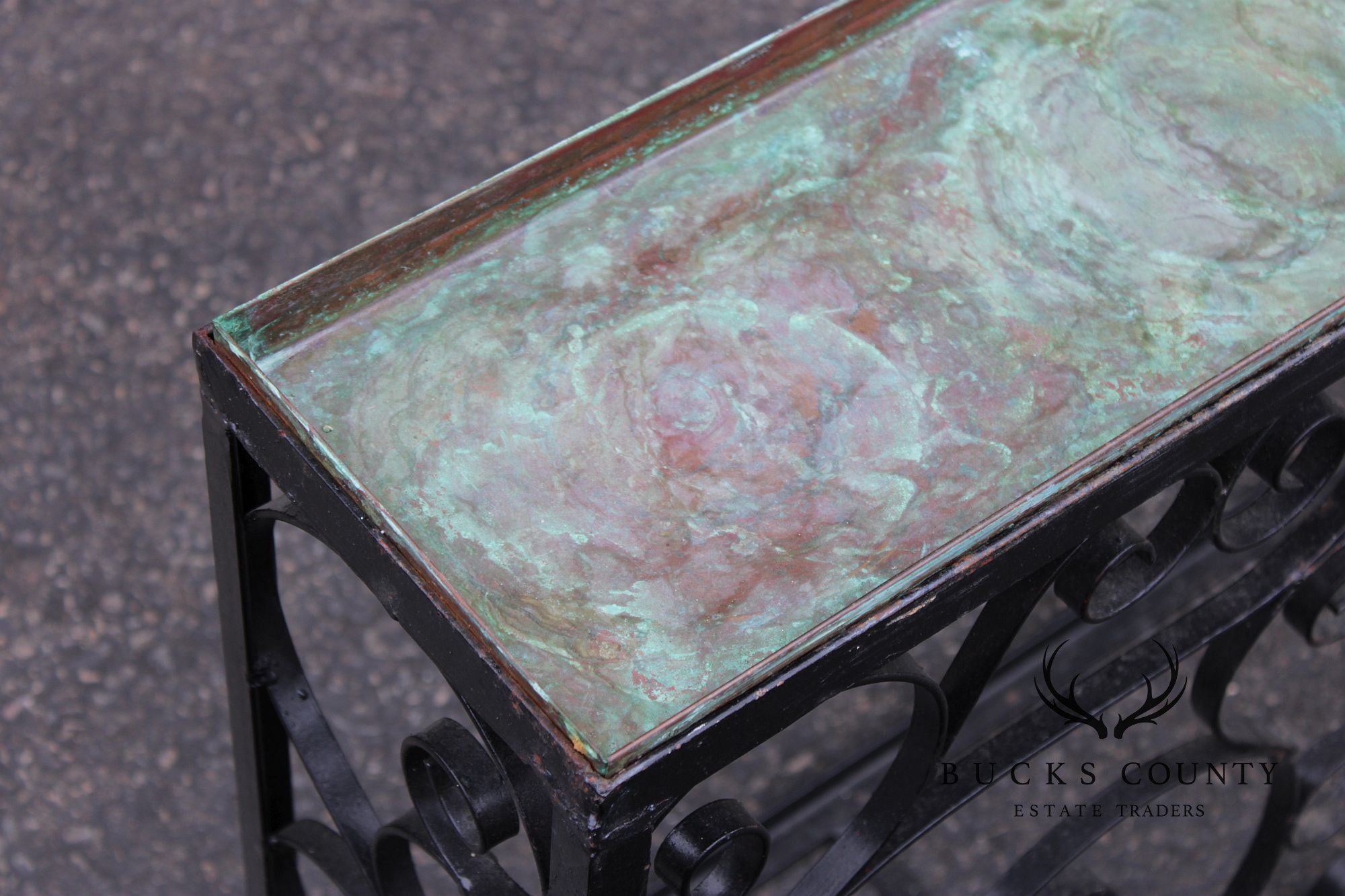 Ornamental Iron Window Length Narrow Planter With Copper Insert