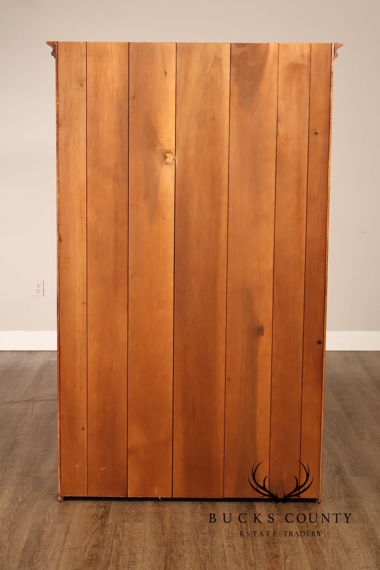 Tiger Maple Custom Step Back Hutch With Upper Open Shelving