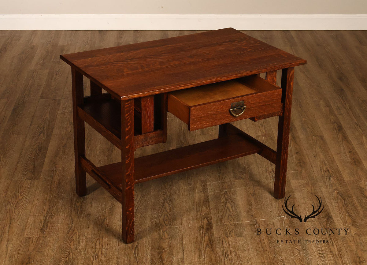 Antique Stickley Brothers Mission Oak One-Drawer Library Table