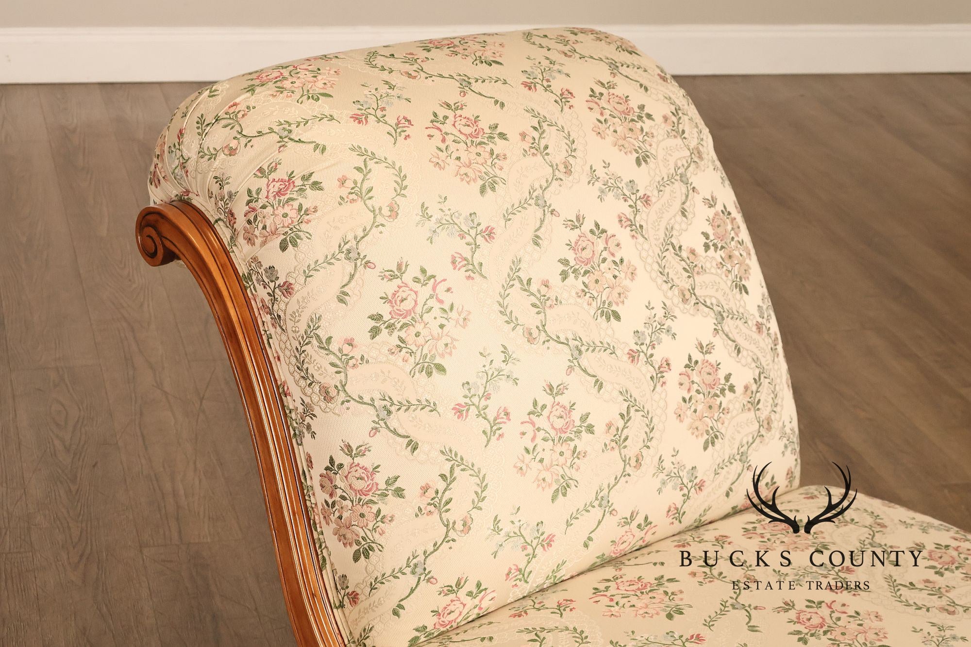 French Louis XV Style Two Piece Chaise Lounge Chair With Ottoman