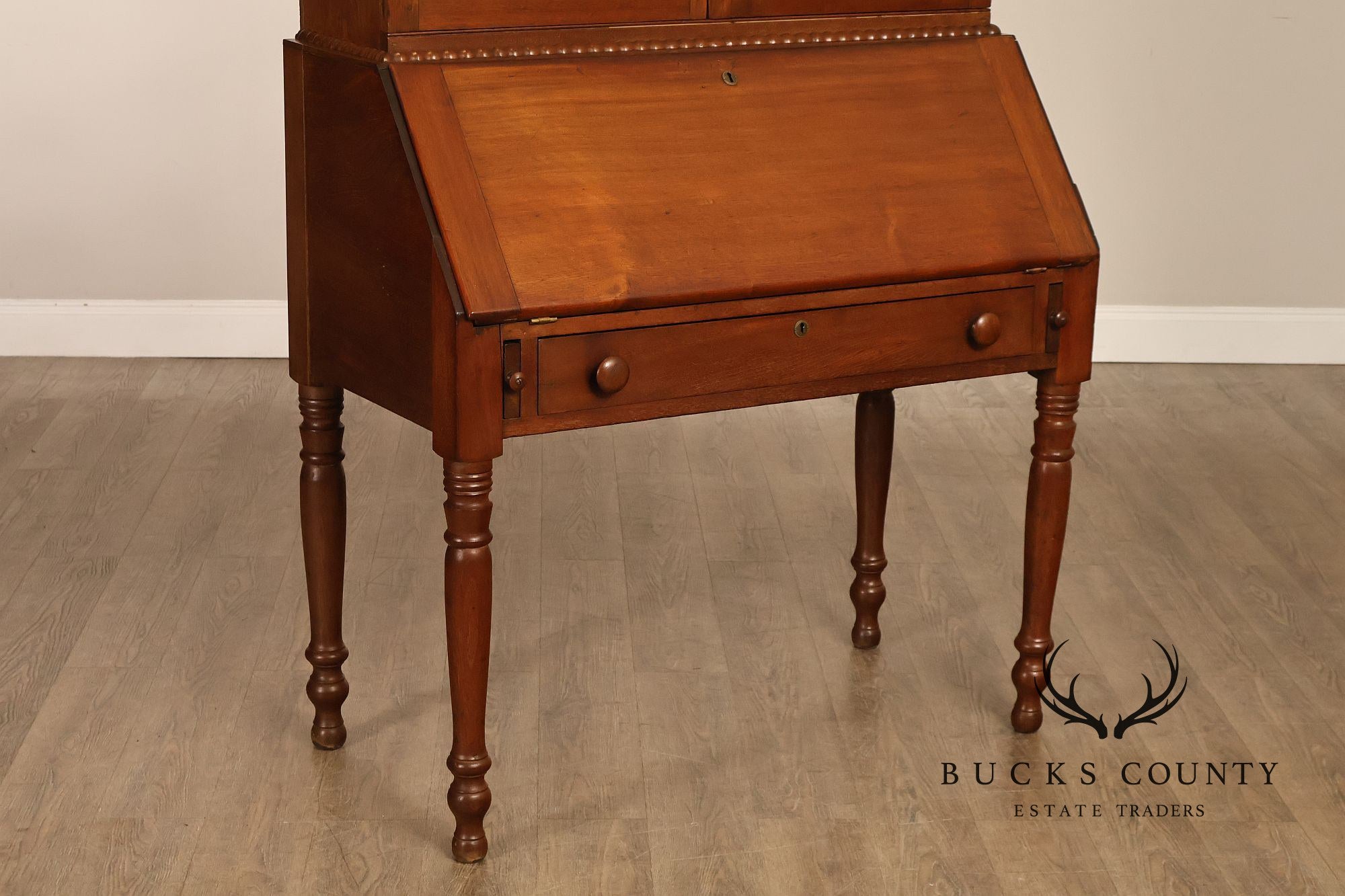 Antique American Sheraton Walnut Secretary Bookcase