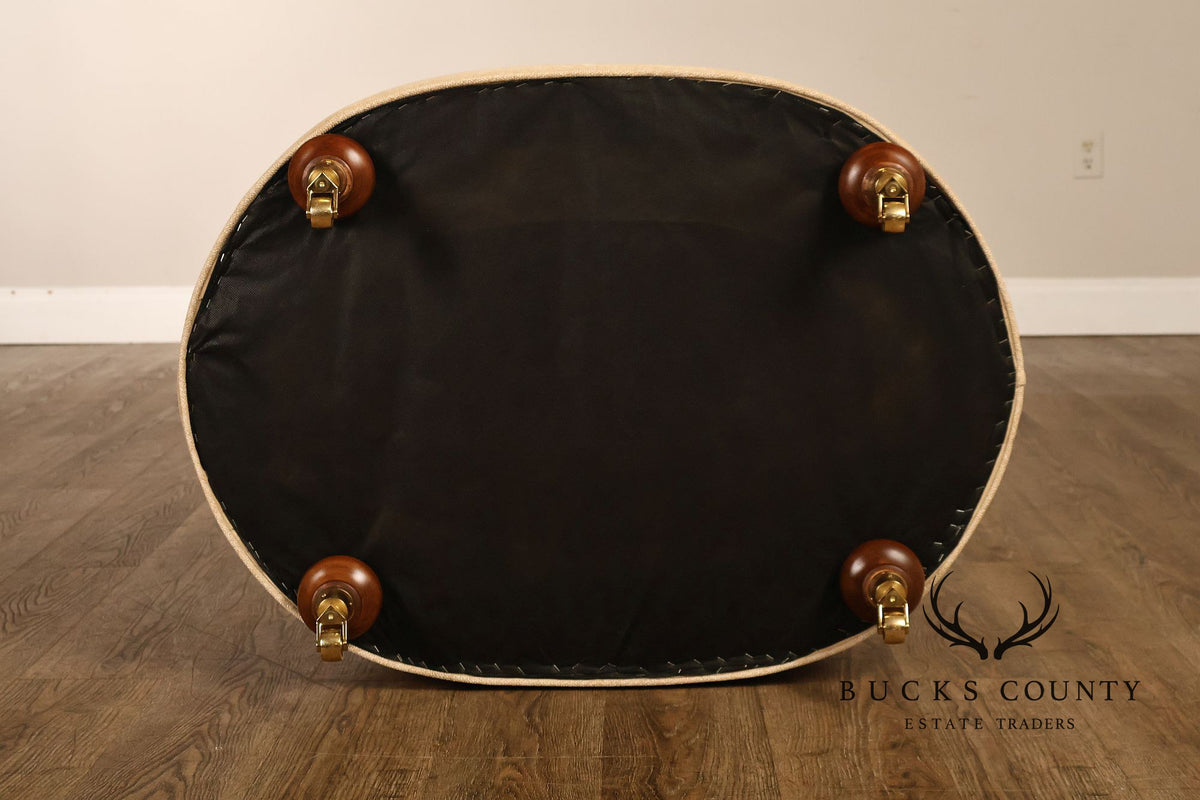 Traditional Tufted Upholstered Oval Ottoman