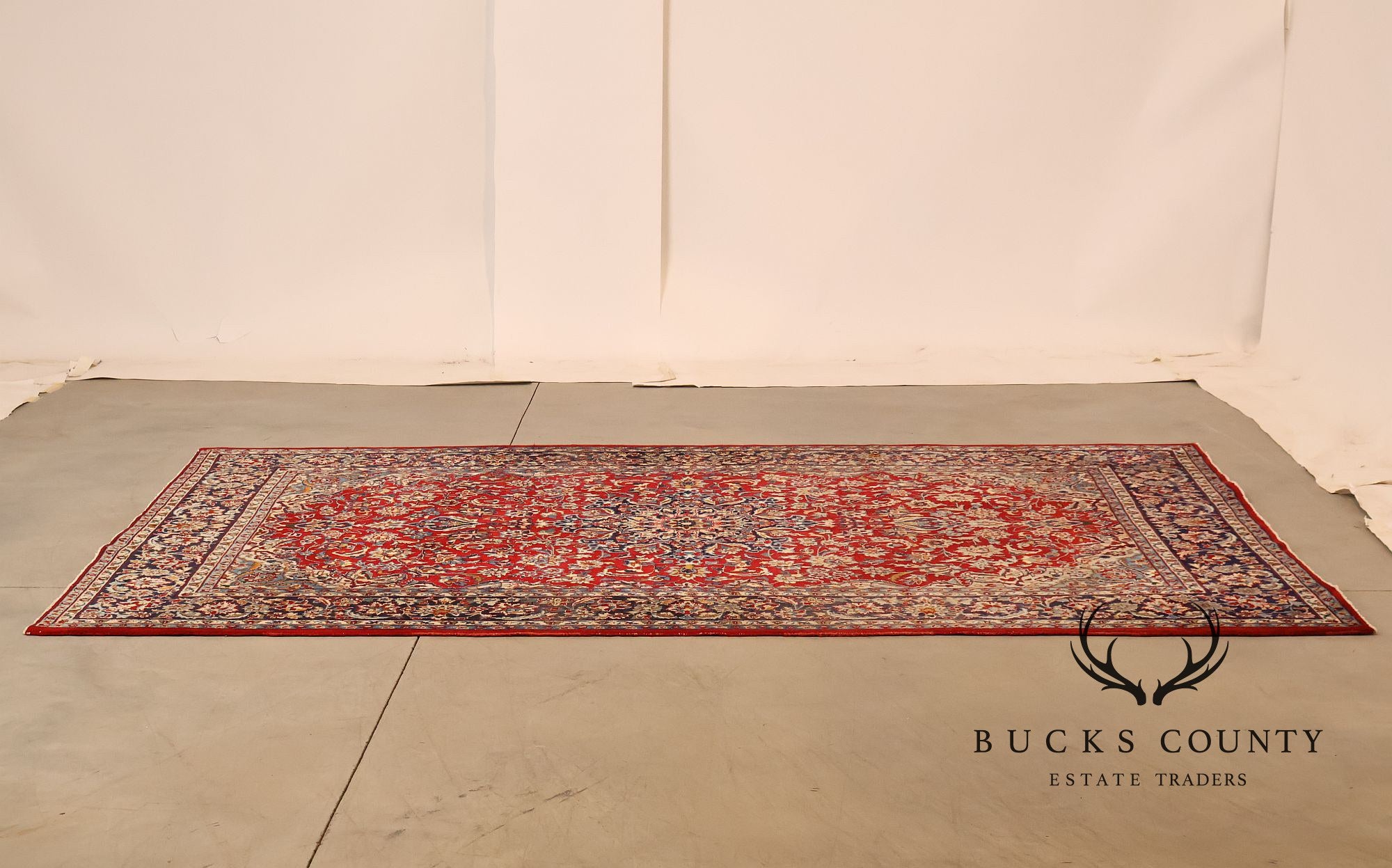Hand Knotted Persian Style Vintage Wool Area Rug Red Field Floral Medallion