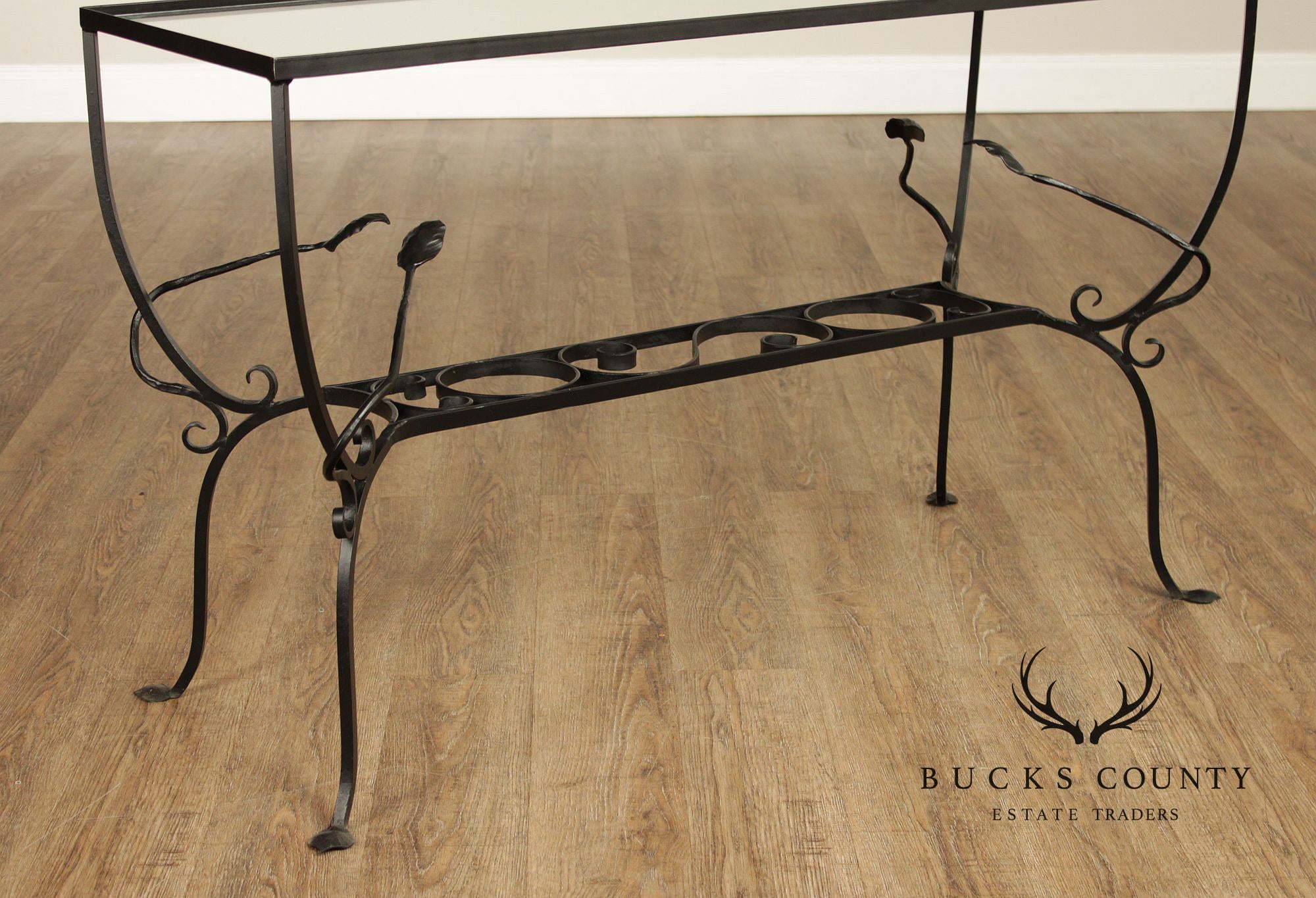 Salterini Style Wrought Iron & Glass Rectangular Console Table
