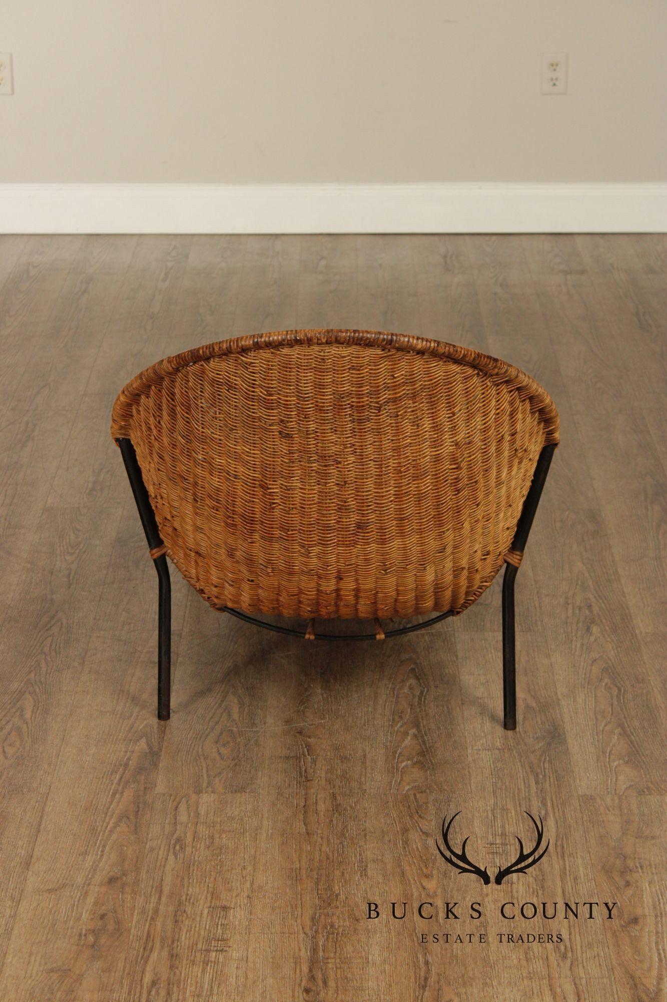 Francis Mair Attributed Mid Century Modern Wicker Lounge Chair