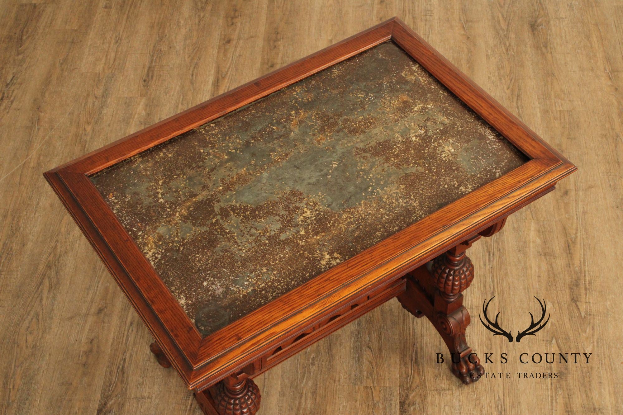 Antique Victorian Renaissance Revival Carved Oak Parlor Table