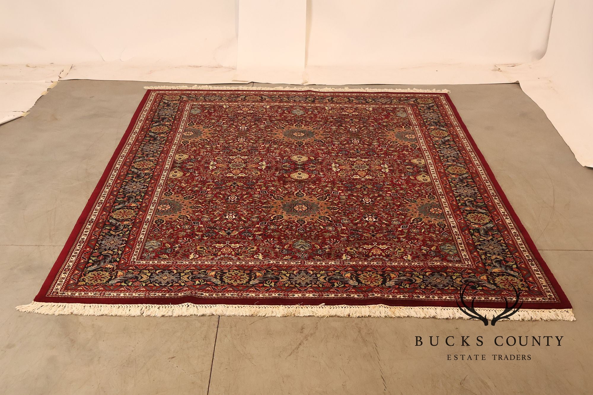 Hand Knotted Persian Style Wool Area Rug With Floral Medallion Design