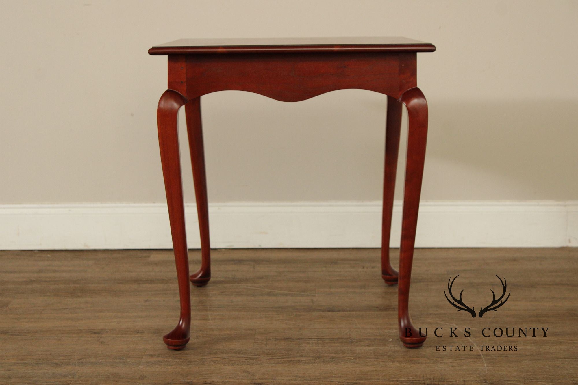 Queen Anne Style Bench Made Pair of Cherry End Tables