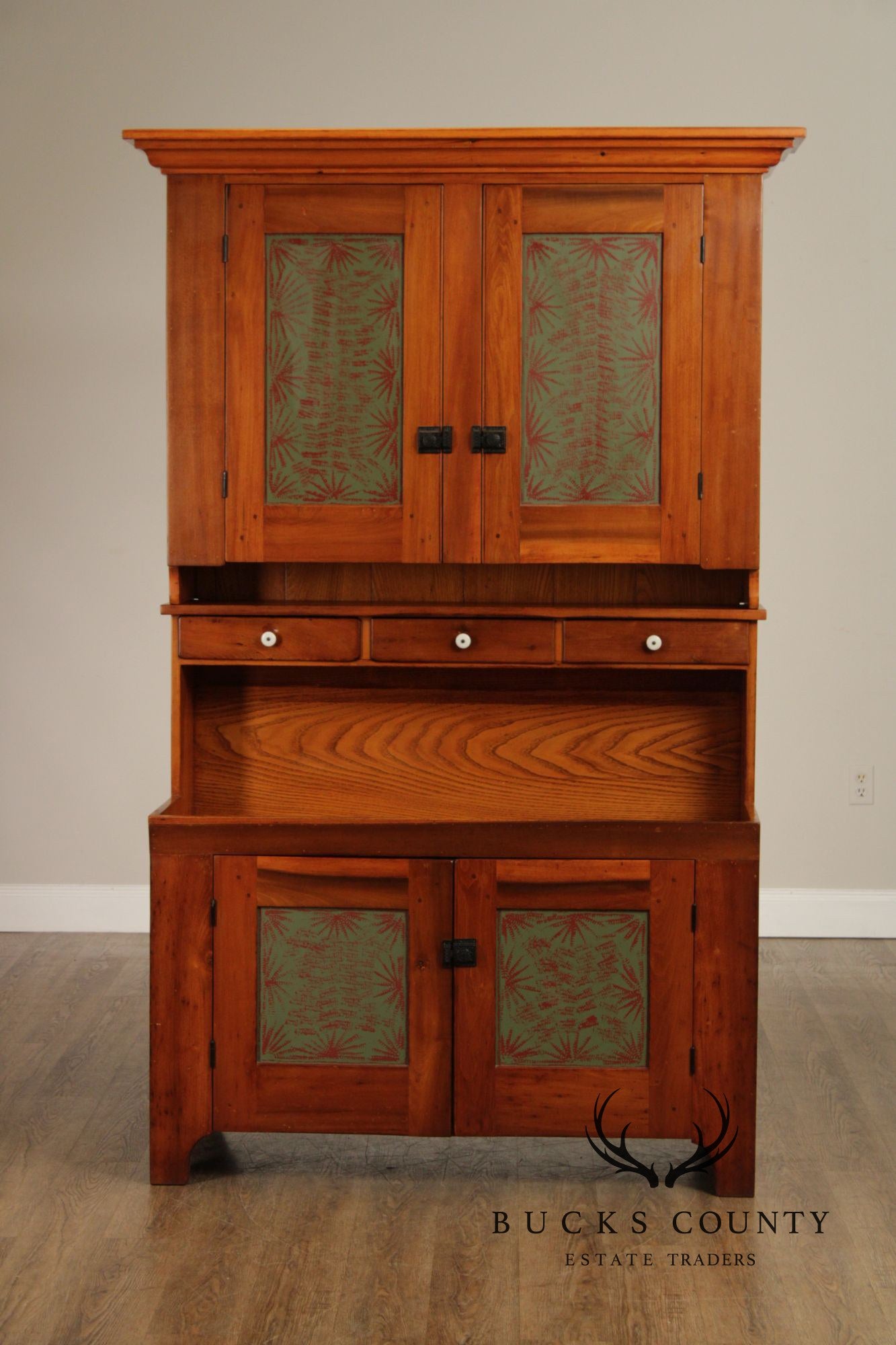 Custom Amish Crafted Primitive Farmhouse Hutch Cabinet
