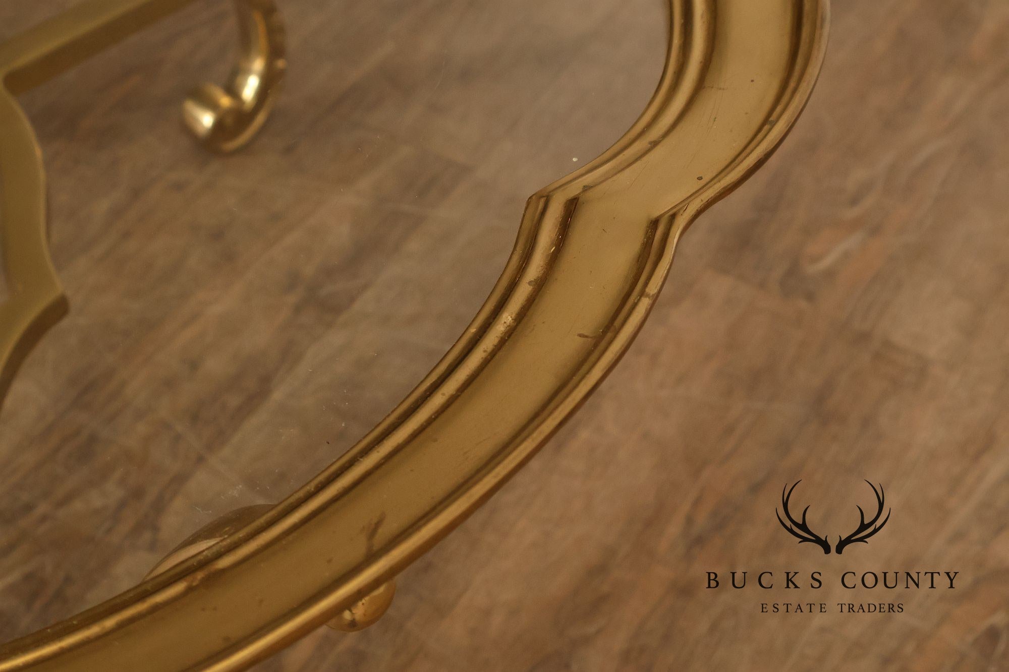 LaBarge Scalloped Brass And Glass Coffee Table