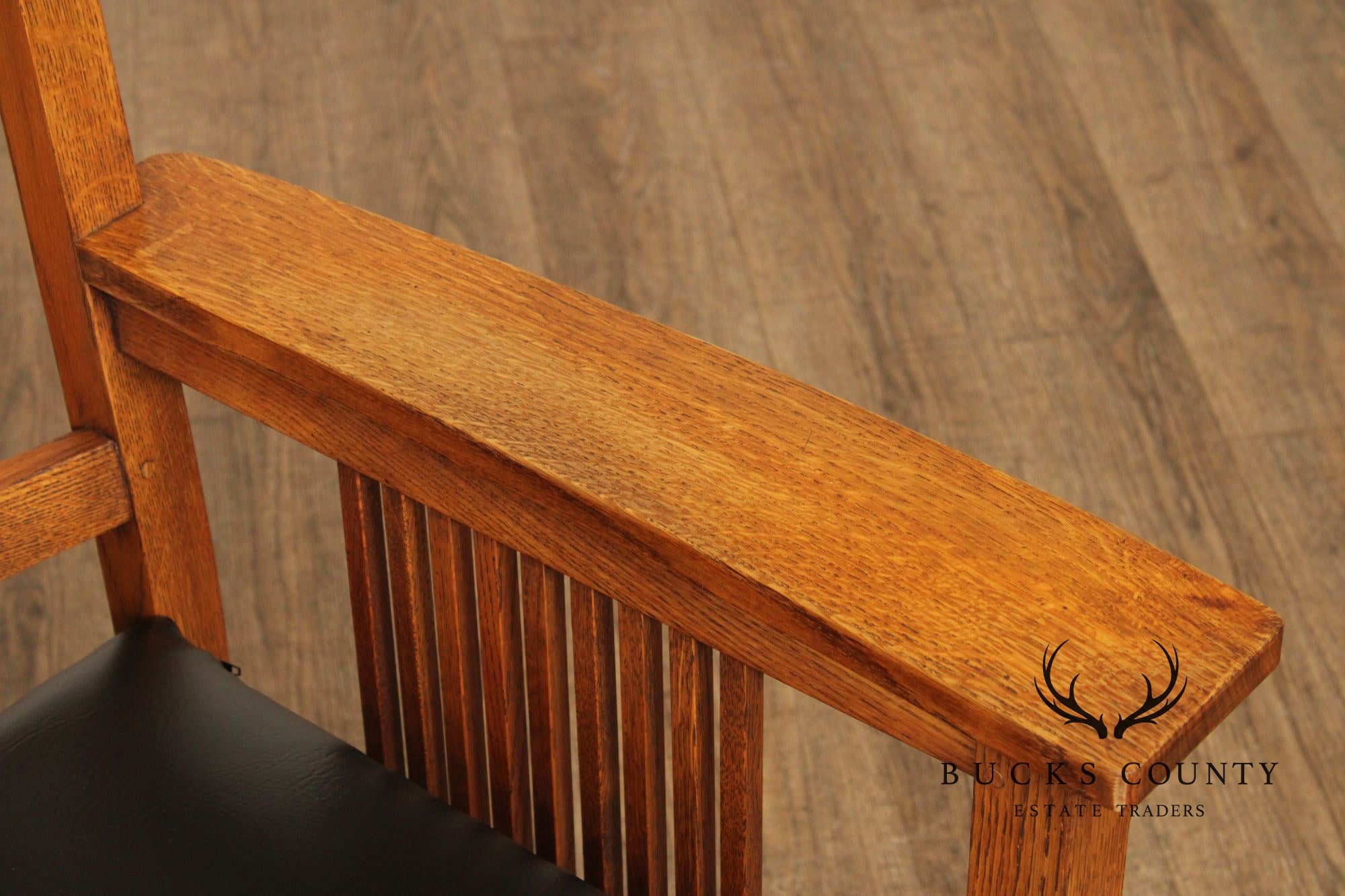 Stickley Mission Collection Set Of Eight Oak Spindle Back Dining Chairs