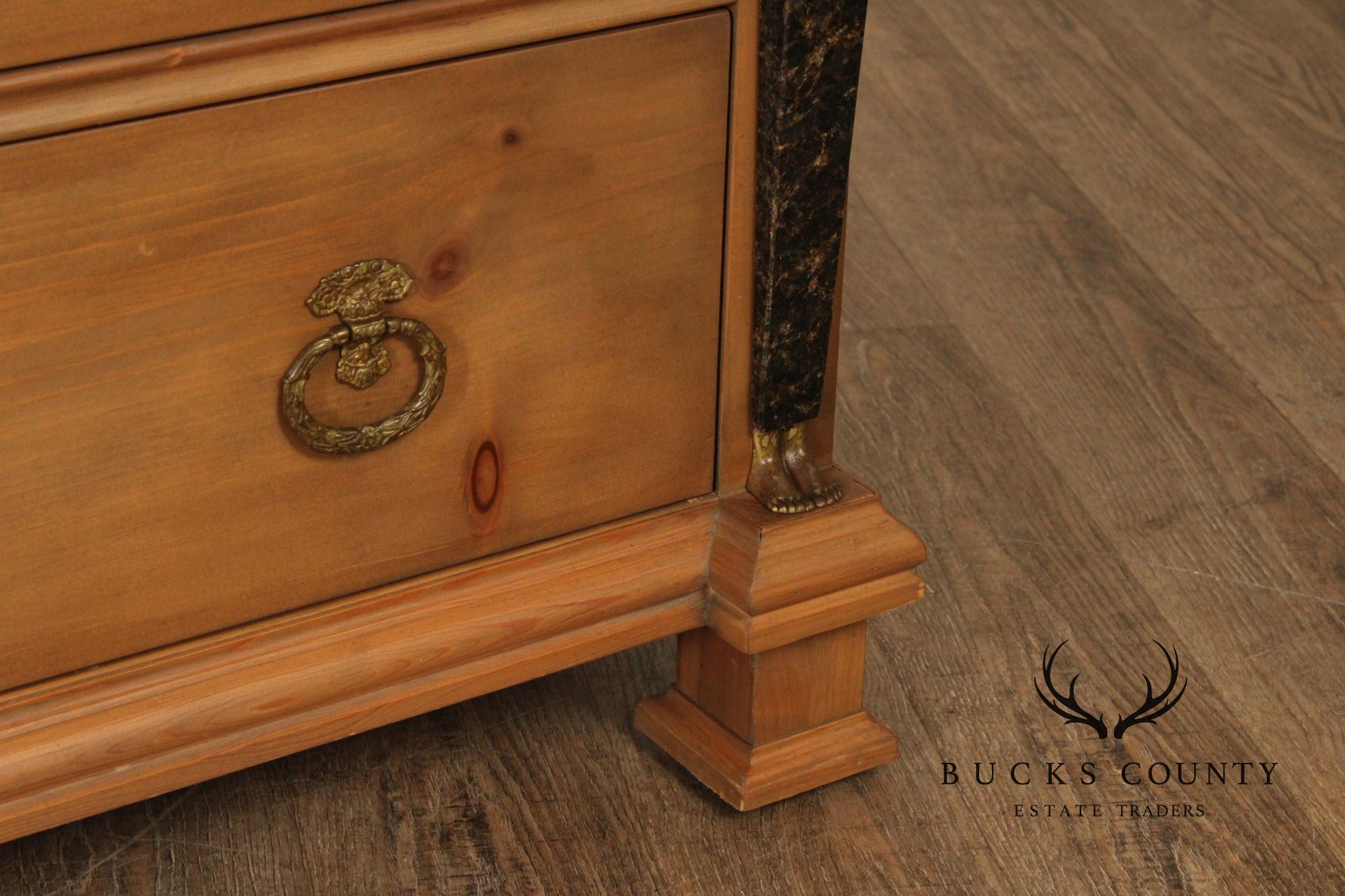 EJ Victor Egyptian Revival Marble-Top Pine Commode